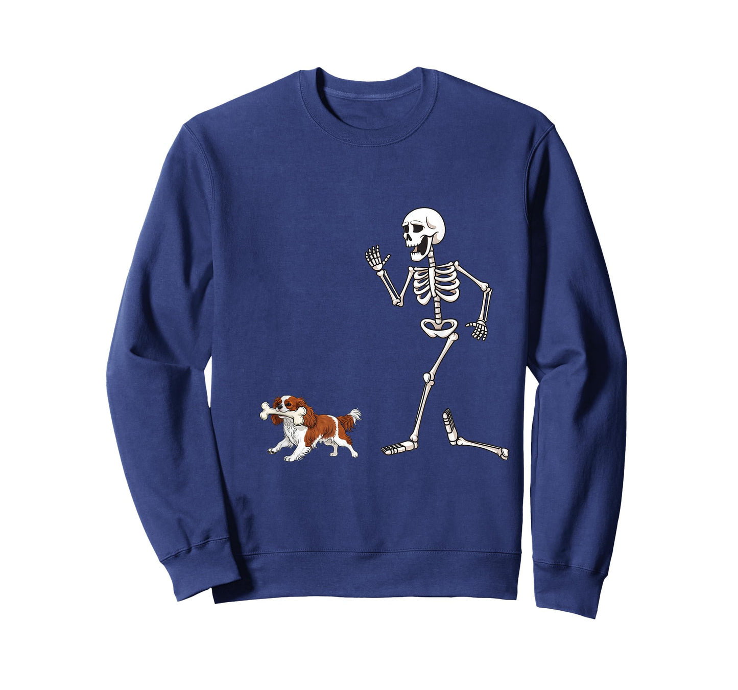Funny Halloween Cavalier King Charles Spaniel and Skeleton T-Shirt