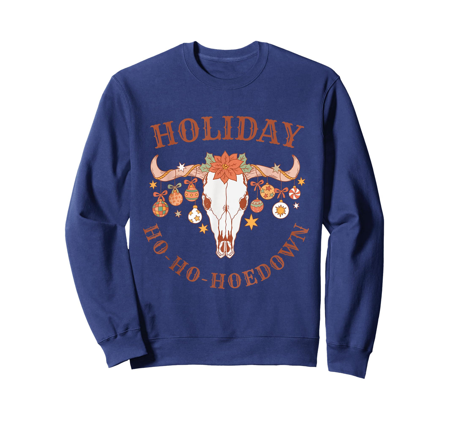 Holiday Ho-Ho-Hoedown Bull Skull Vintage Western Christmas T-Shirt