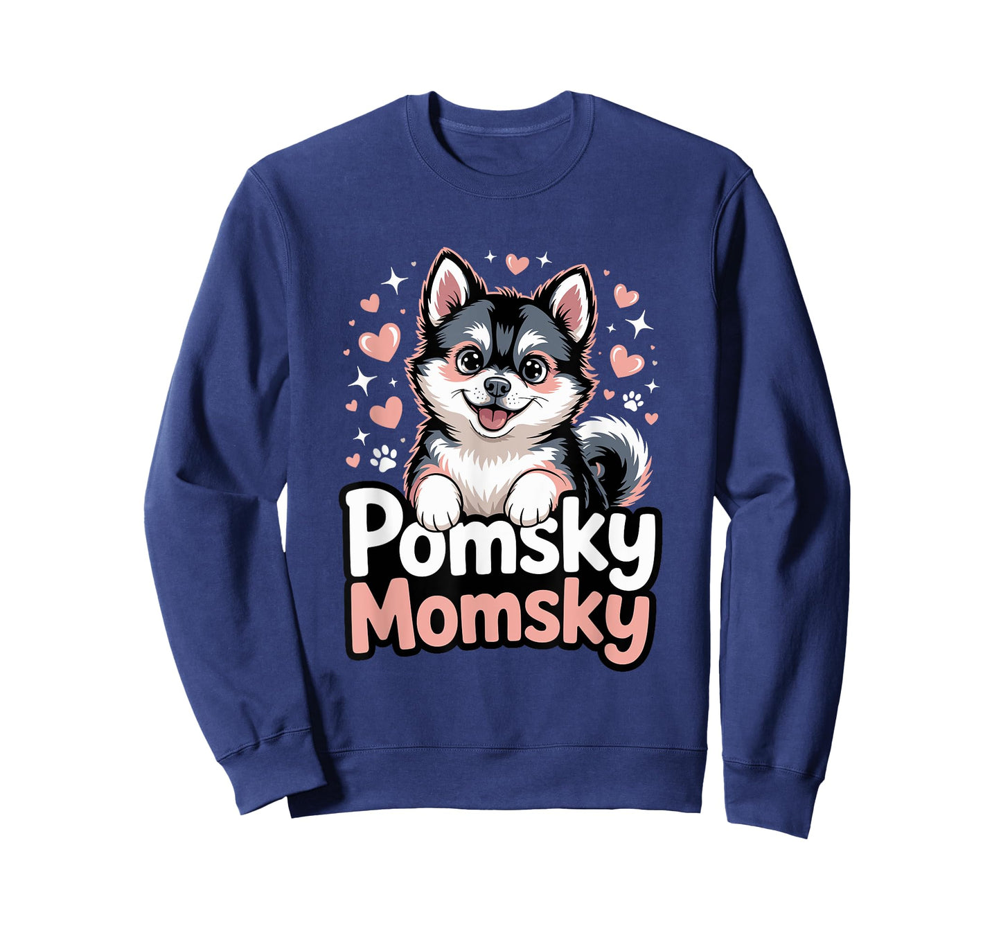 Cute Pomsky Momsky Funny Dog Mom Hearts And Paw T-Shirt