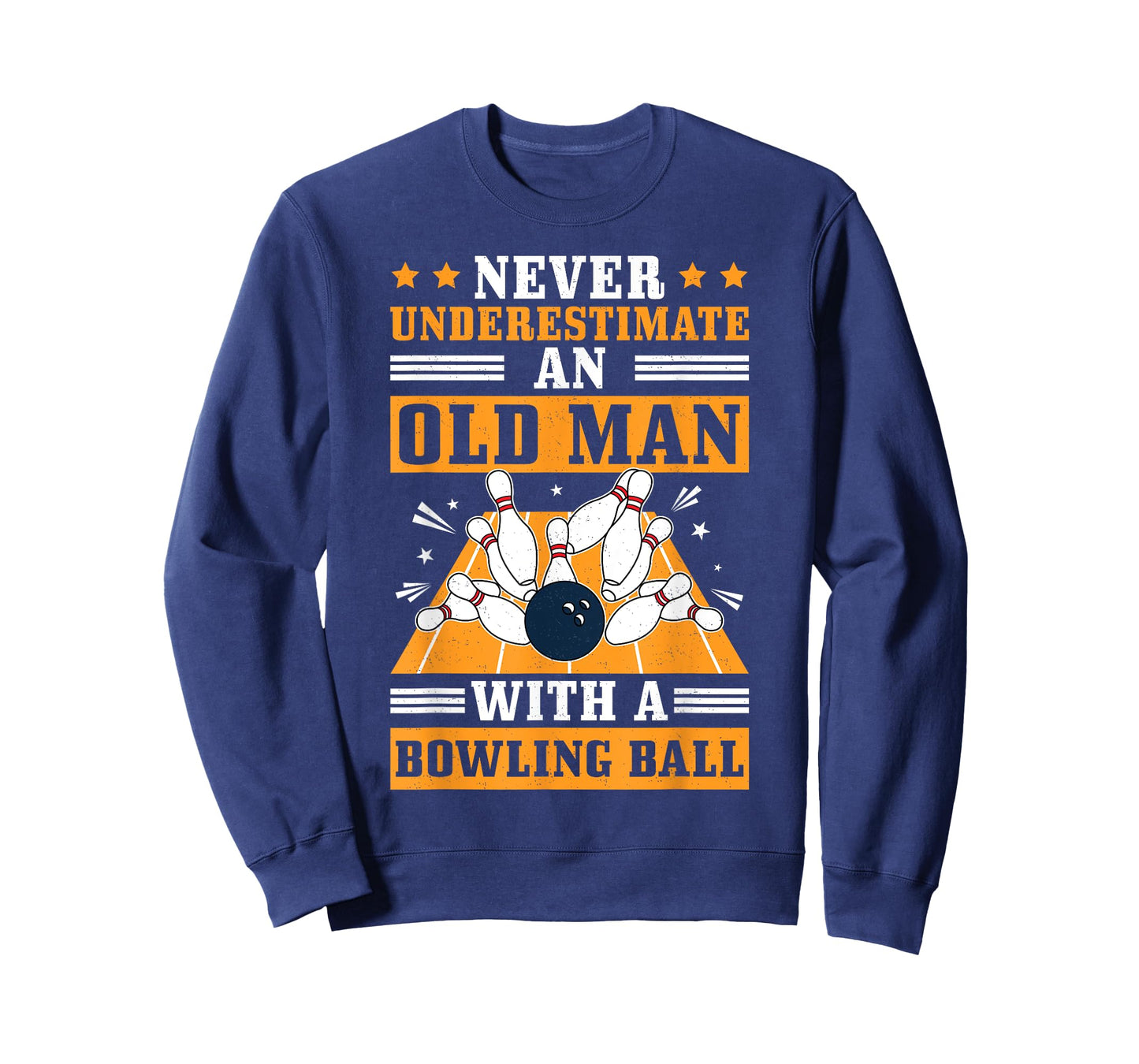 Never Underestimate Old Man Bowling Ball Mens Bowler Bowling T-Shirt