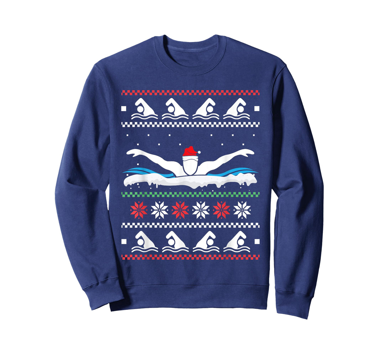 Swimming Santa Hat Ugly Christmas Swimmer Swimming Lover T-Shirt