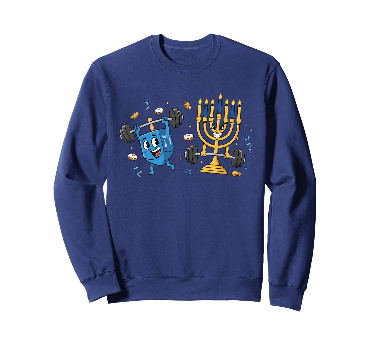 Funny Weightlifting Gym Dreidel Menorah Hanukkah Womens Mens T-Shirt