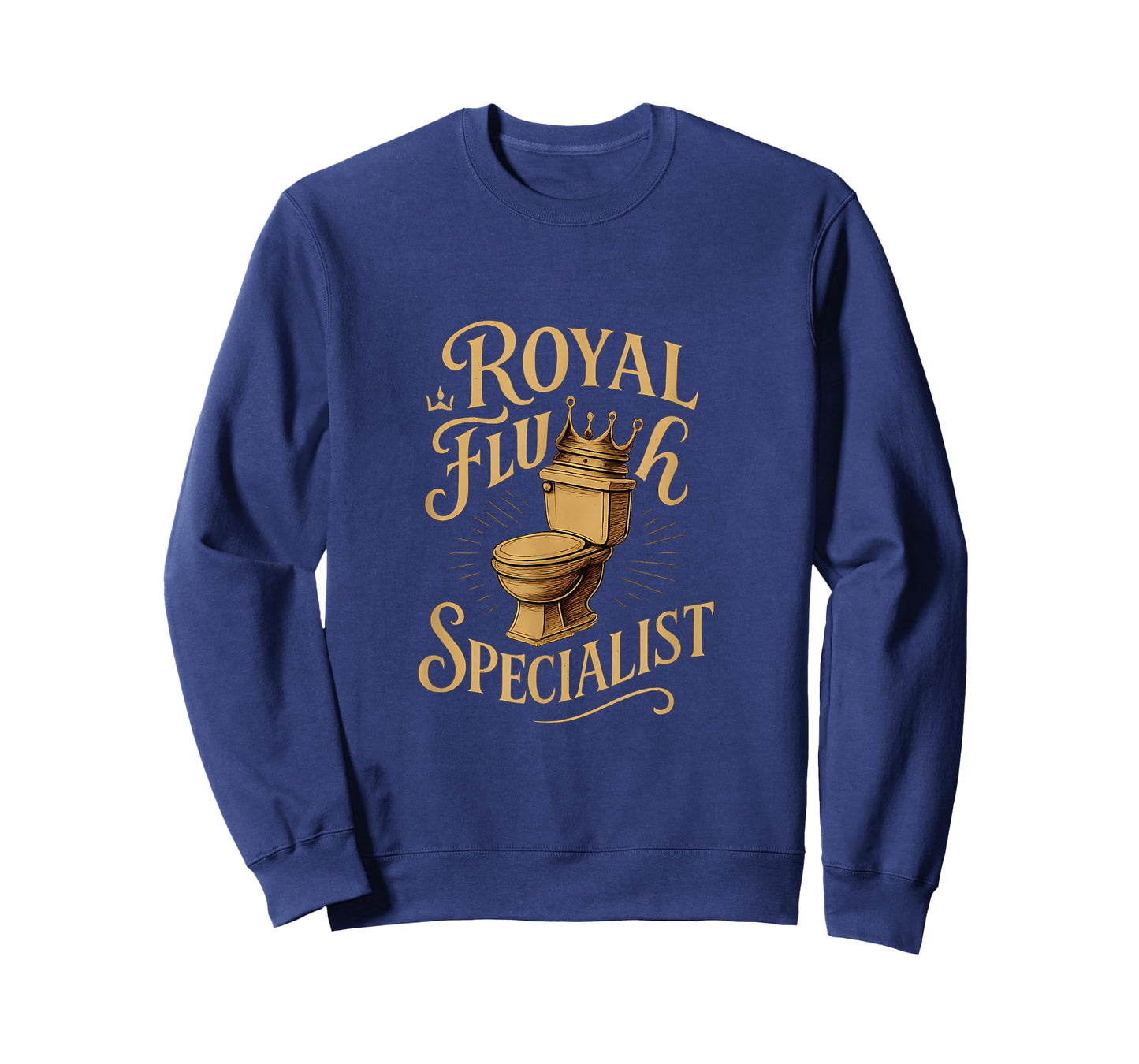 Royal Flush Specialist Plumber Graphic Design Gold Crown T-Shirt