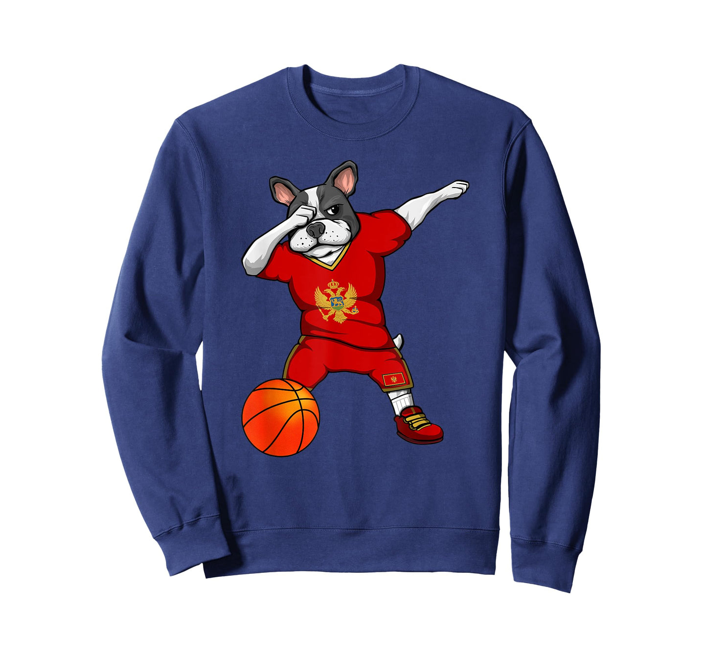 Dabbing French Bulldog Montenegro Basketball Fans Jersey T-Shirt for Men Women Kids