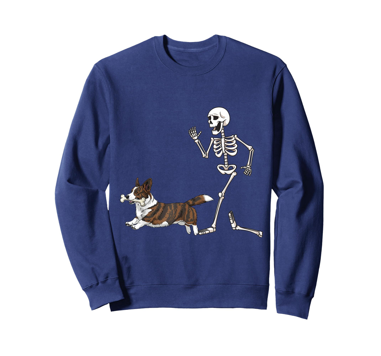 Funny Halloween Cardigan Welsh Corgi and Skeleton T-Shirt