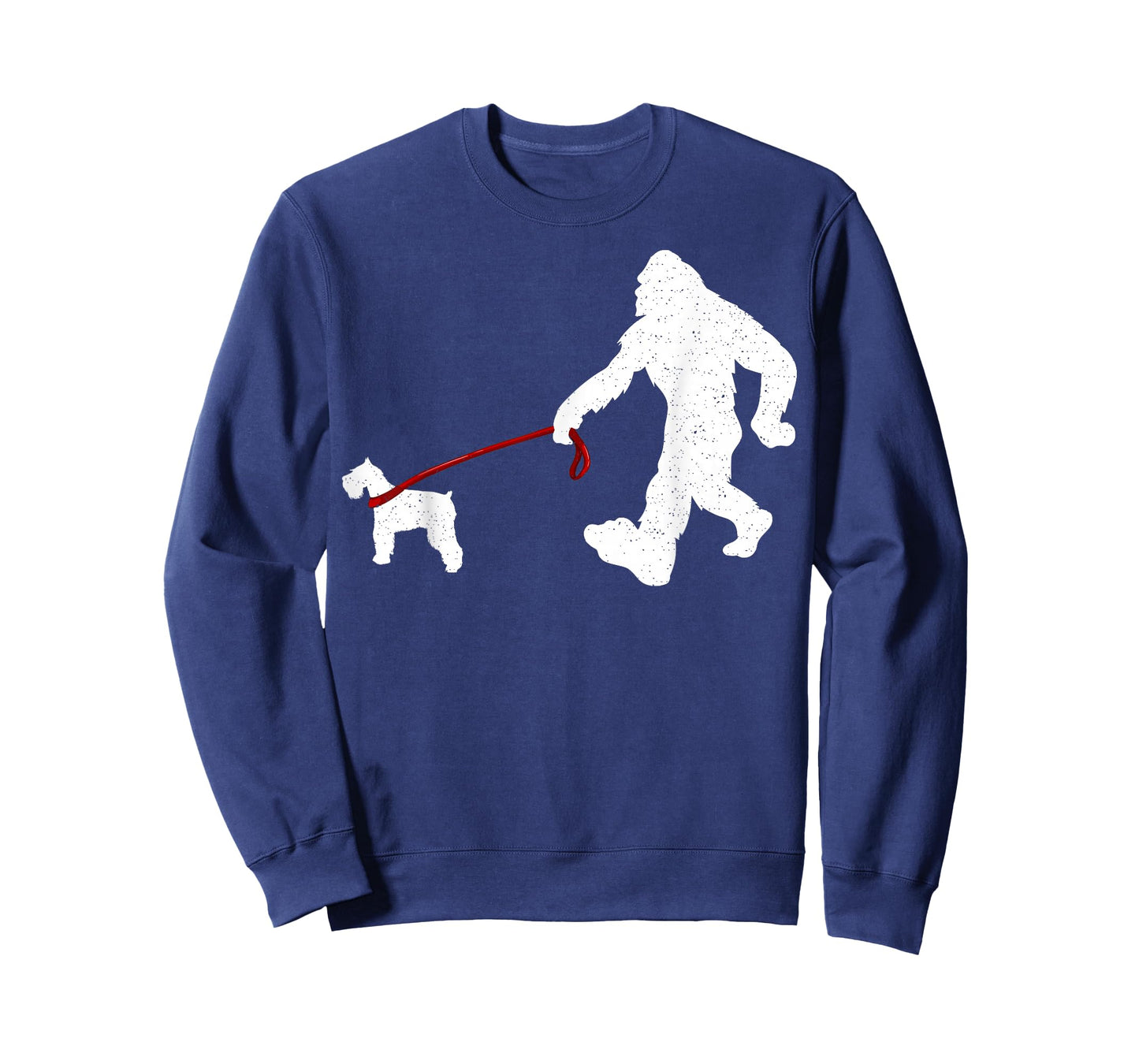 Funny Bigfoot Walking with Schnauzer Dog Gifts T-Shirt