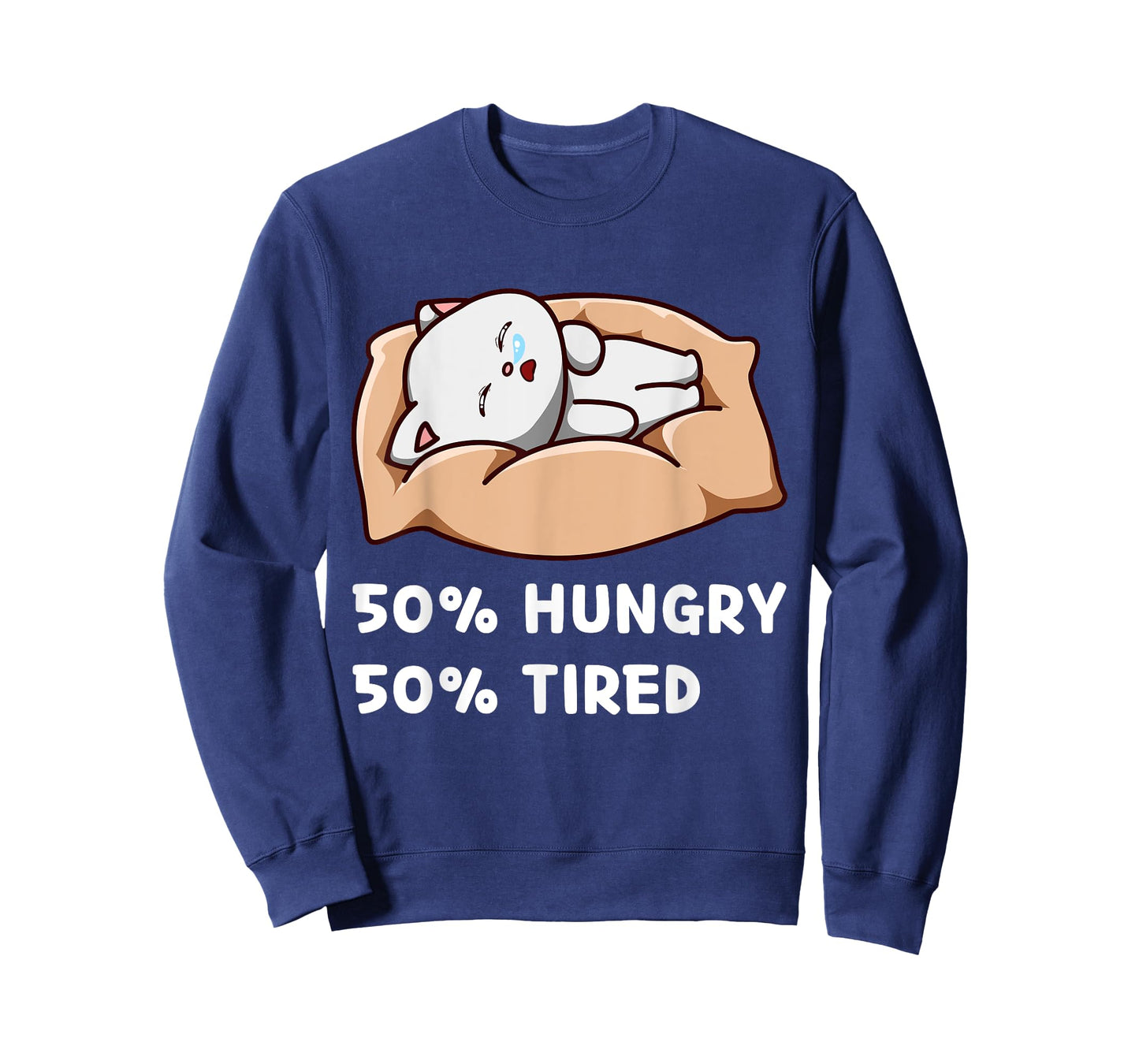 Kawaii Cute Hungry Hangry Cat Tired Sleeping Kitten Lover Men Women Girls Kids T-Shirt