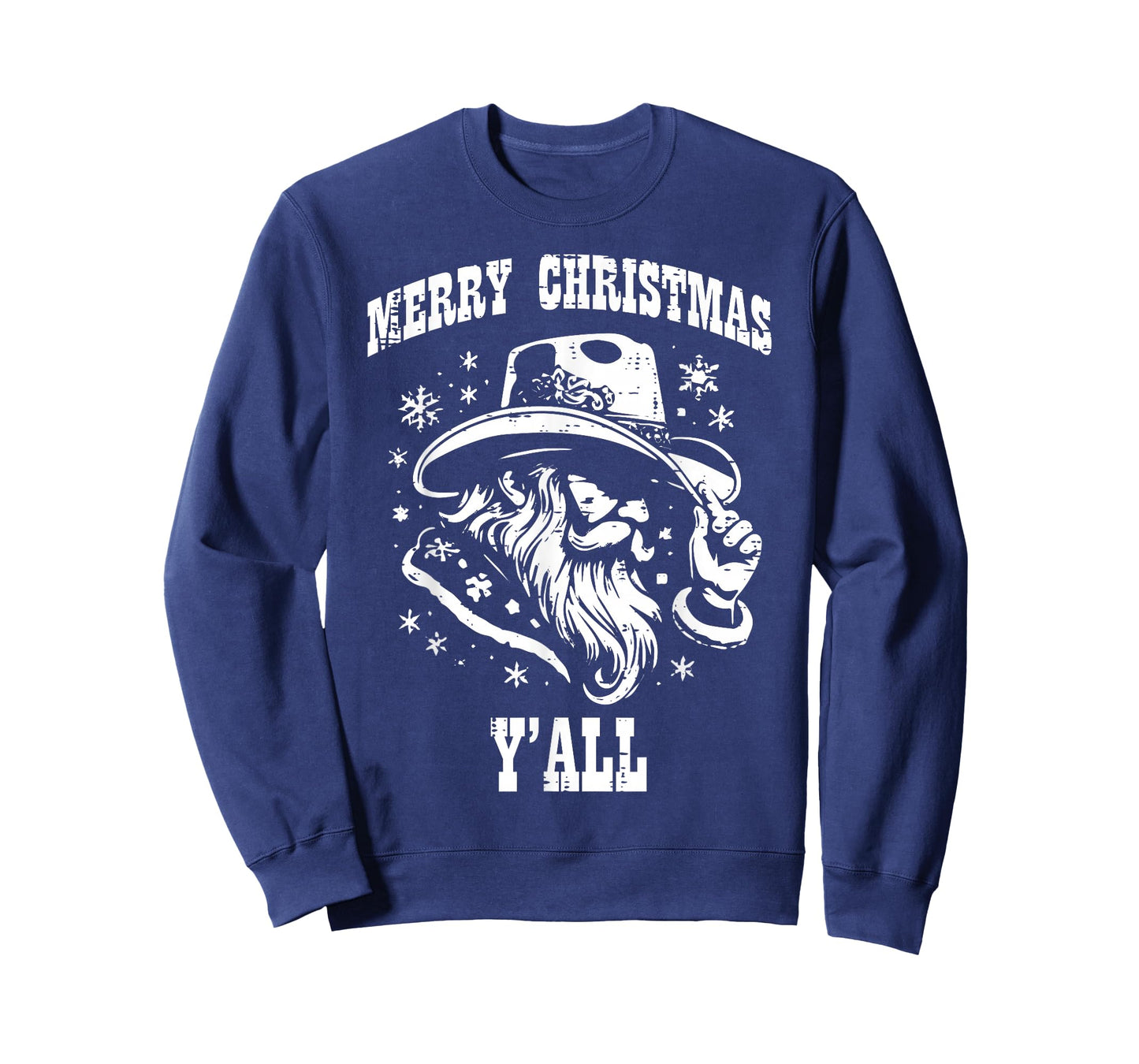 Merry Christmas Yall Santa Cowboy Xmas Country Men Women Kid T-Shirt