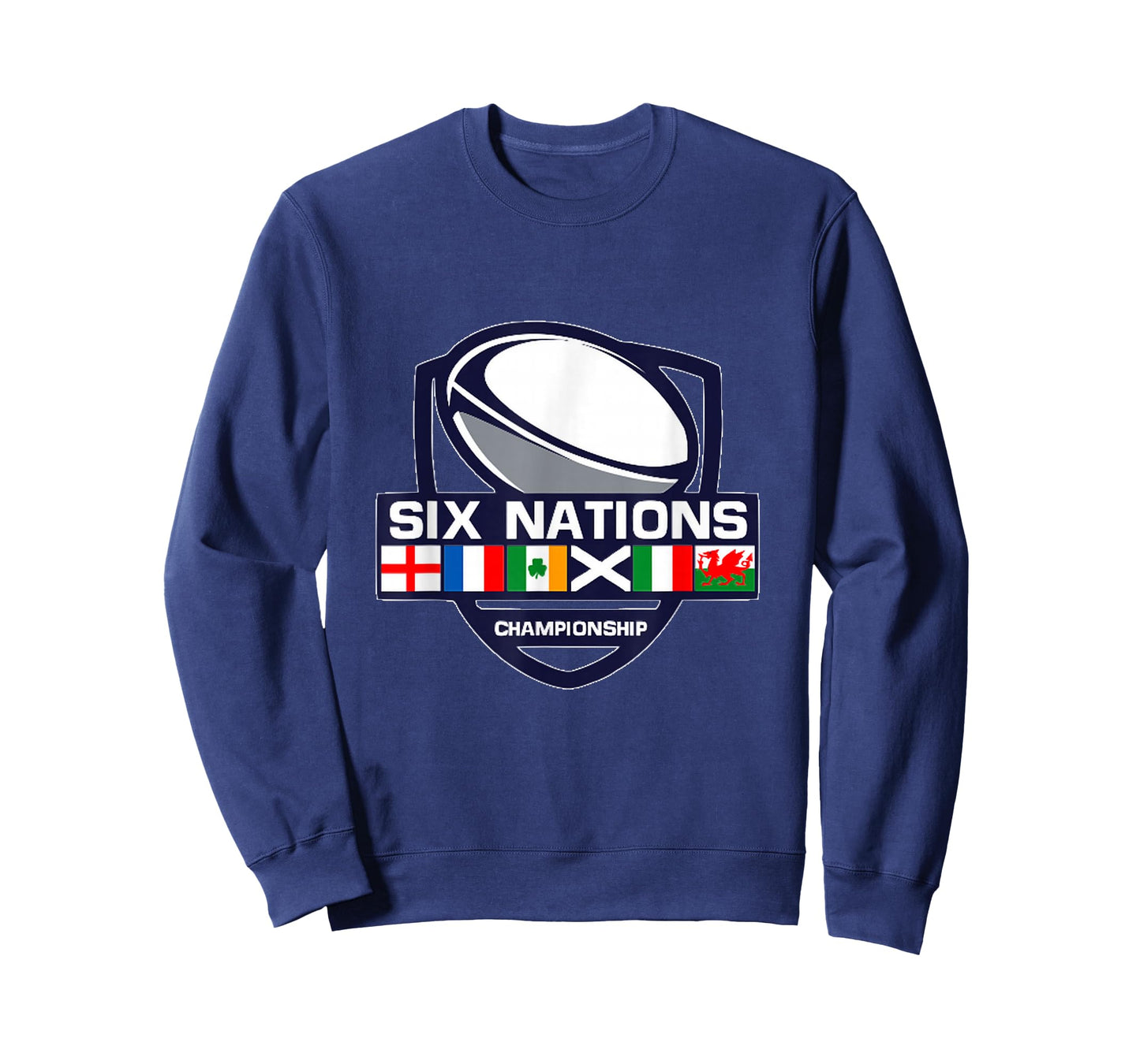 Rugby 6 Nations Apparel Six Nations T-Shirt, Men-Adults, Unisex, Short Sleeve, Black, Small, Cotton 65%, Polyester 35%
