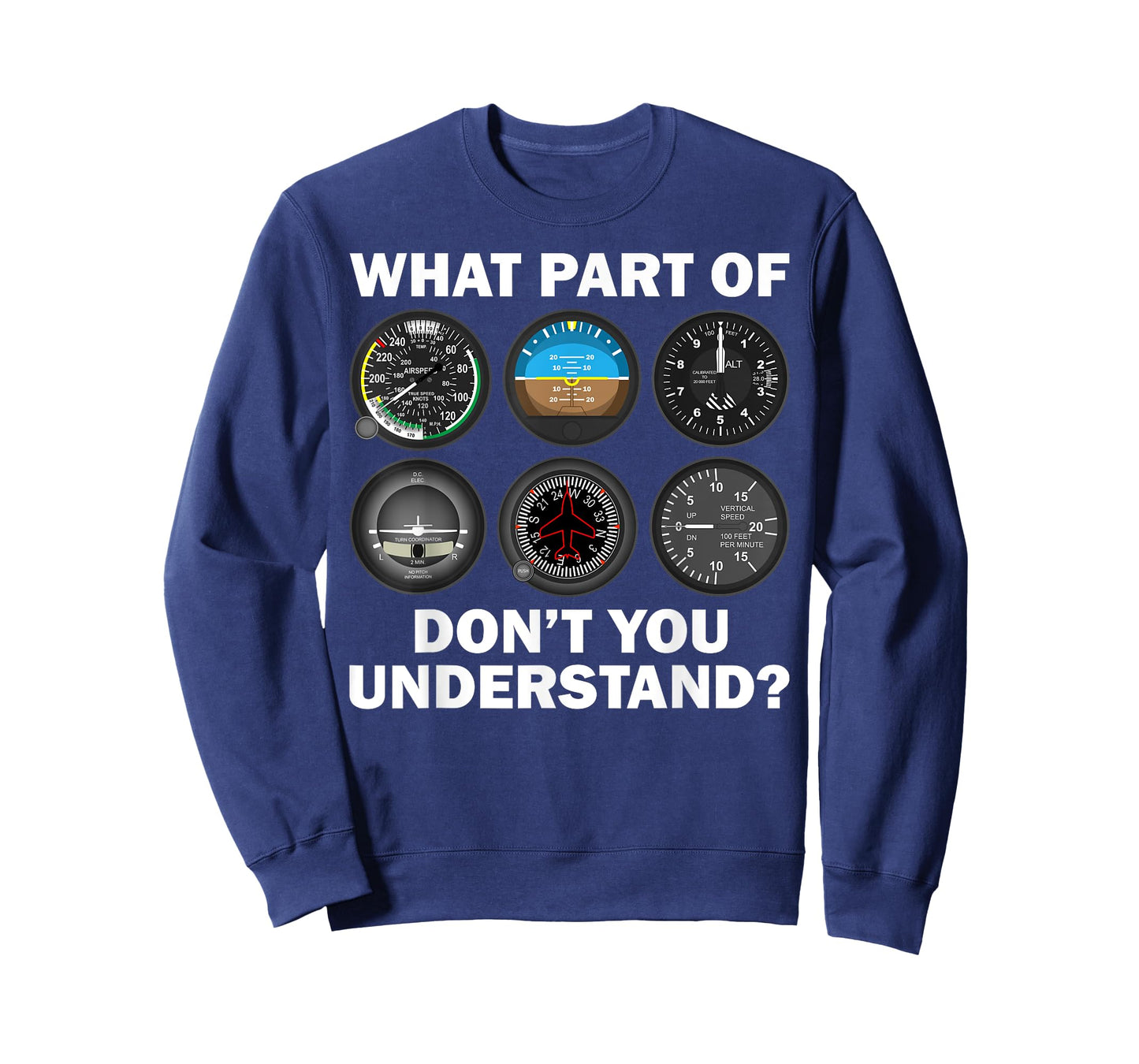 Funny Pilot Art Men Women Aviation Airline Pilot Instruments T-Shirt Small