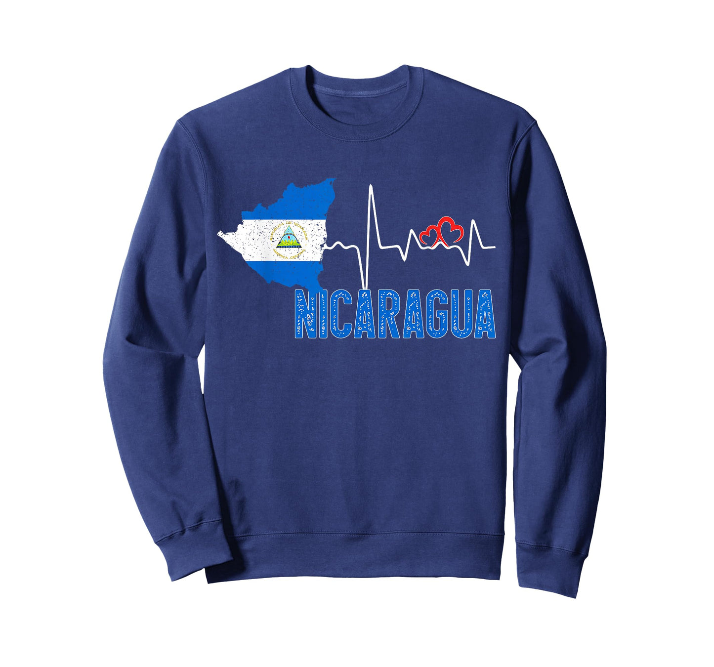 Nicaragua Flag Map Heartbeat for Nicaraguan Pride T-Shirt