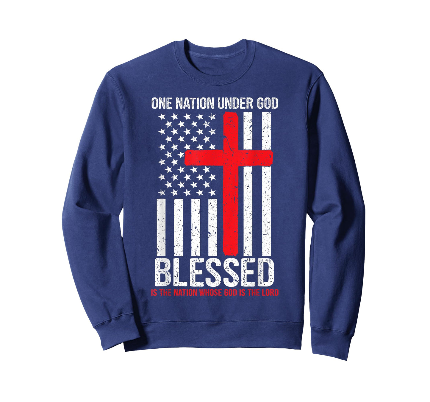 One Nation Under God Blessed American Flag Christian Cross T-Shirt