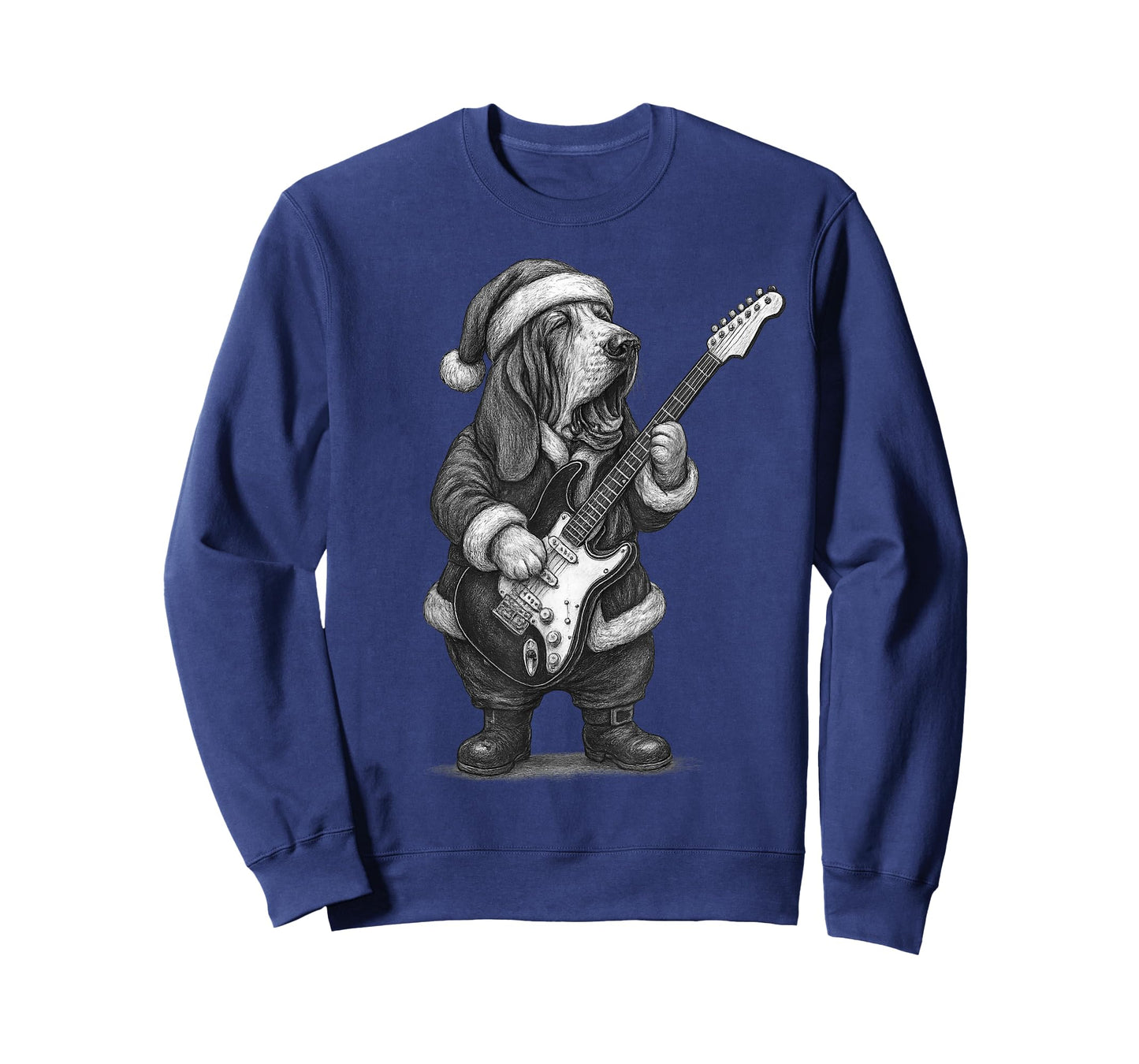 Basset Hound Playing Guitar Christmas Dog Lover T-Shirt