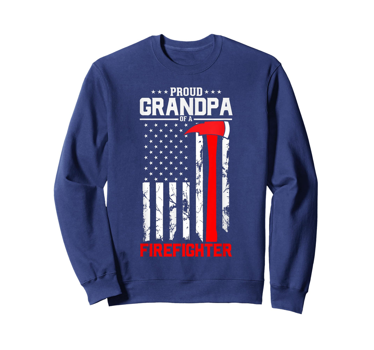 Mens Proud Grandpa Of A Firefighter US Flag Vintage T-Shirt