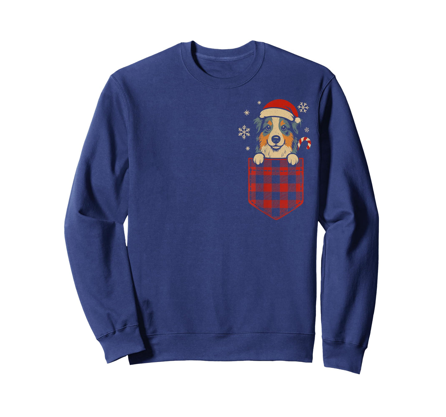Funny Australian Shepherd Christmas Dog Pocket Aussie Santa T-Shirt