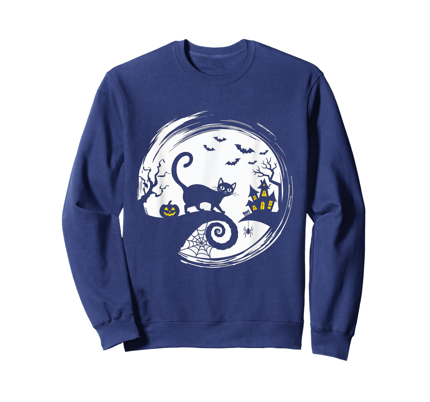 Halloween Cat Pumpkin Bats Spooky Black Cat T-Shirt