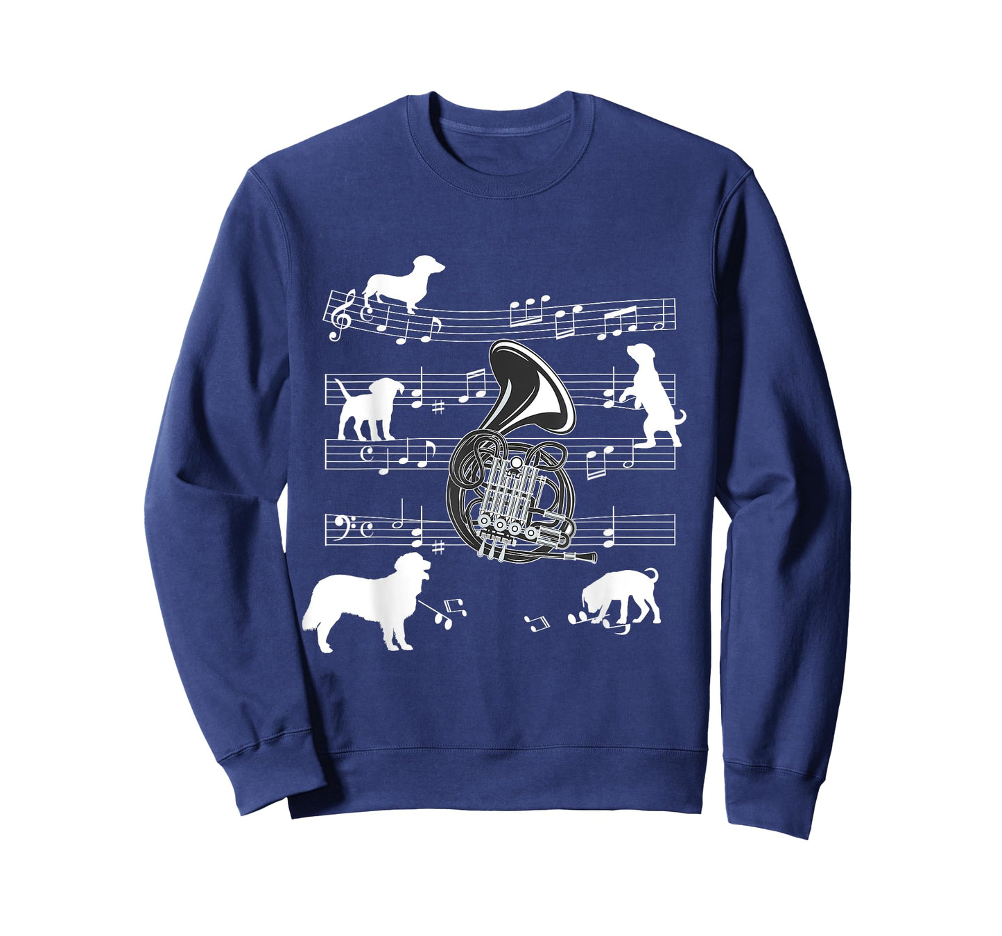 French Horn Player Dog for Horn Player Dogs and French Horn Men Women Girls Kids T-Shirt