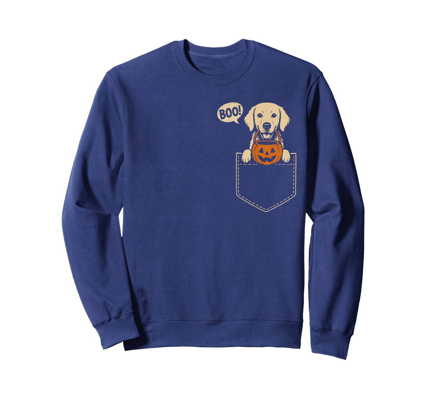 Funny Golden Retriever Halloween Golden Dog Cute Pocket Boo T-Shirt