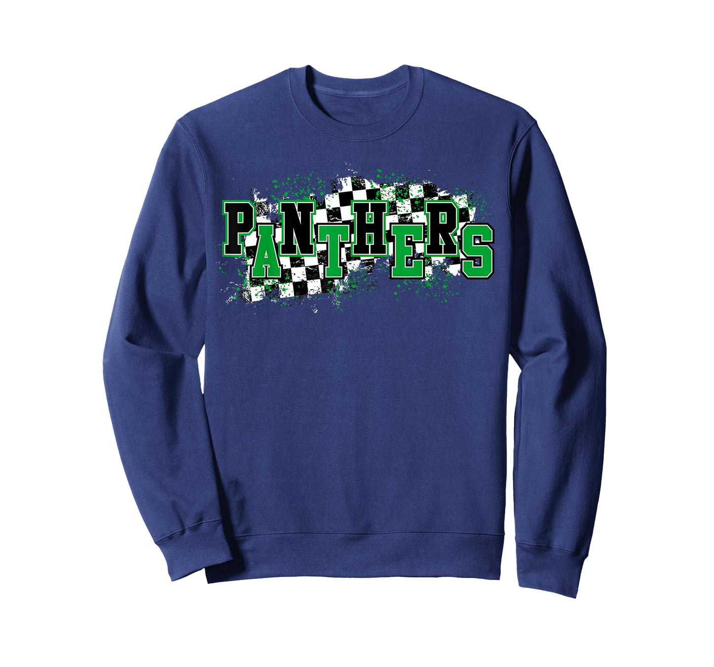 Panthers Checkered Green Panther Pride School Spirit Mascot T-Shirt