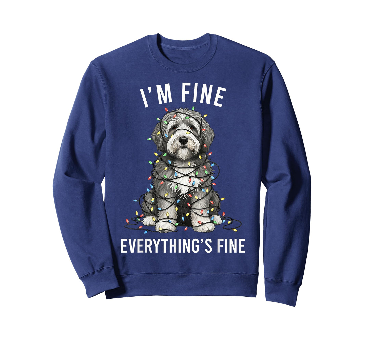 Old English Sheepdog Christmas I'm Fine Everything is Fine T-Shirt