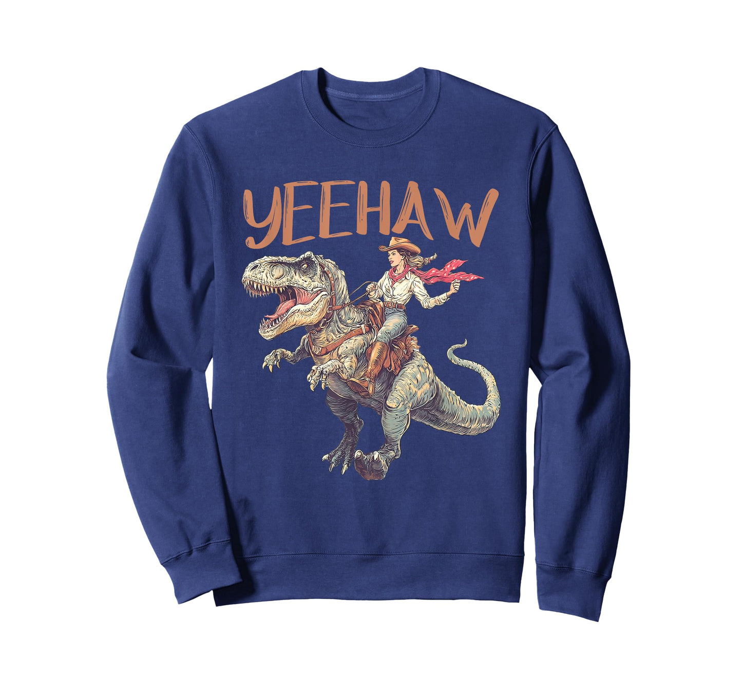 Funny Cowgirl Riding T-Rex Western Dinosaur Rodeo Yeehaw T-Shirt