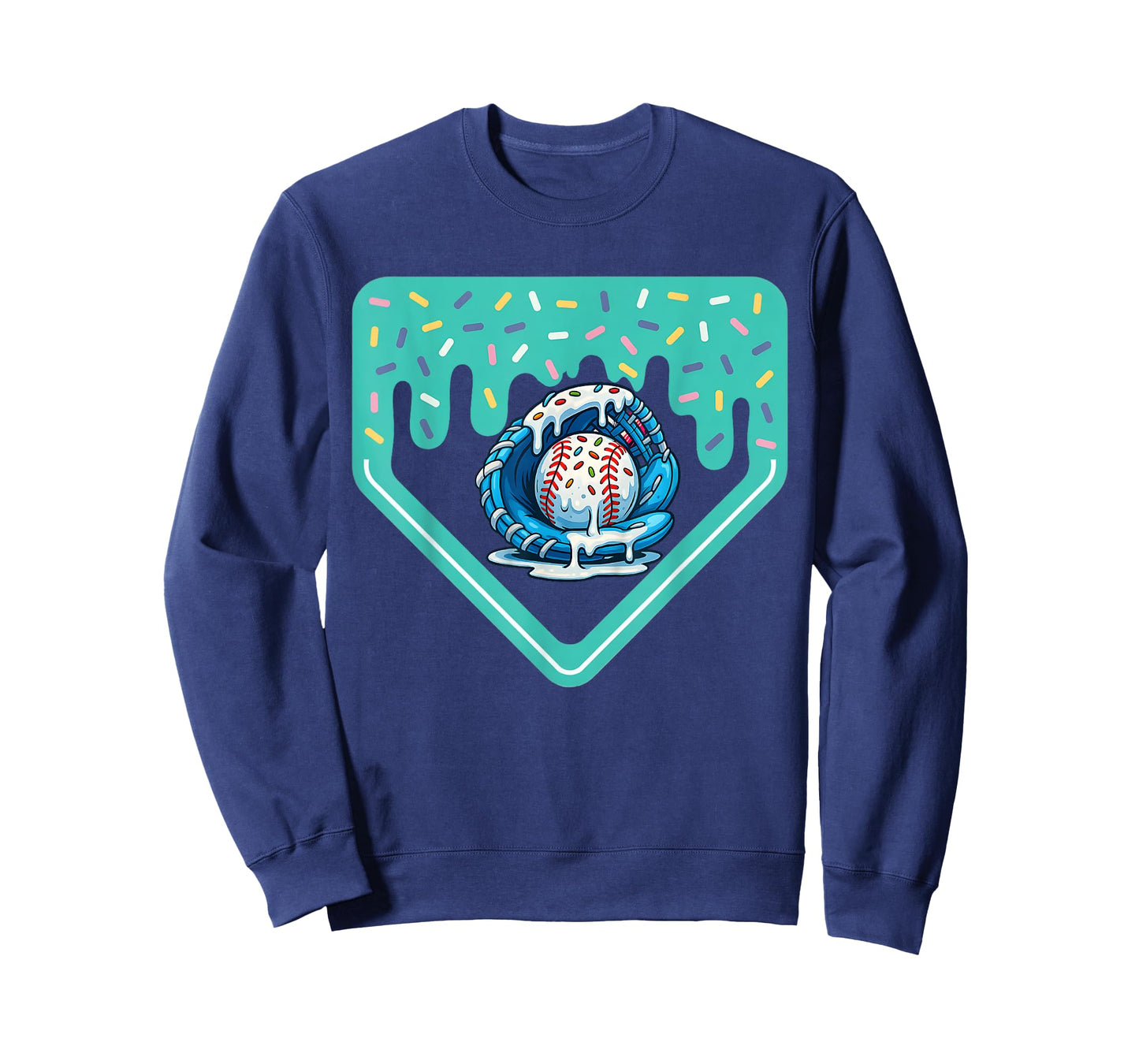 Baseball Home Plate Dripping Ice Cream Drip Youth Boys T-Shirt