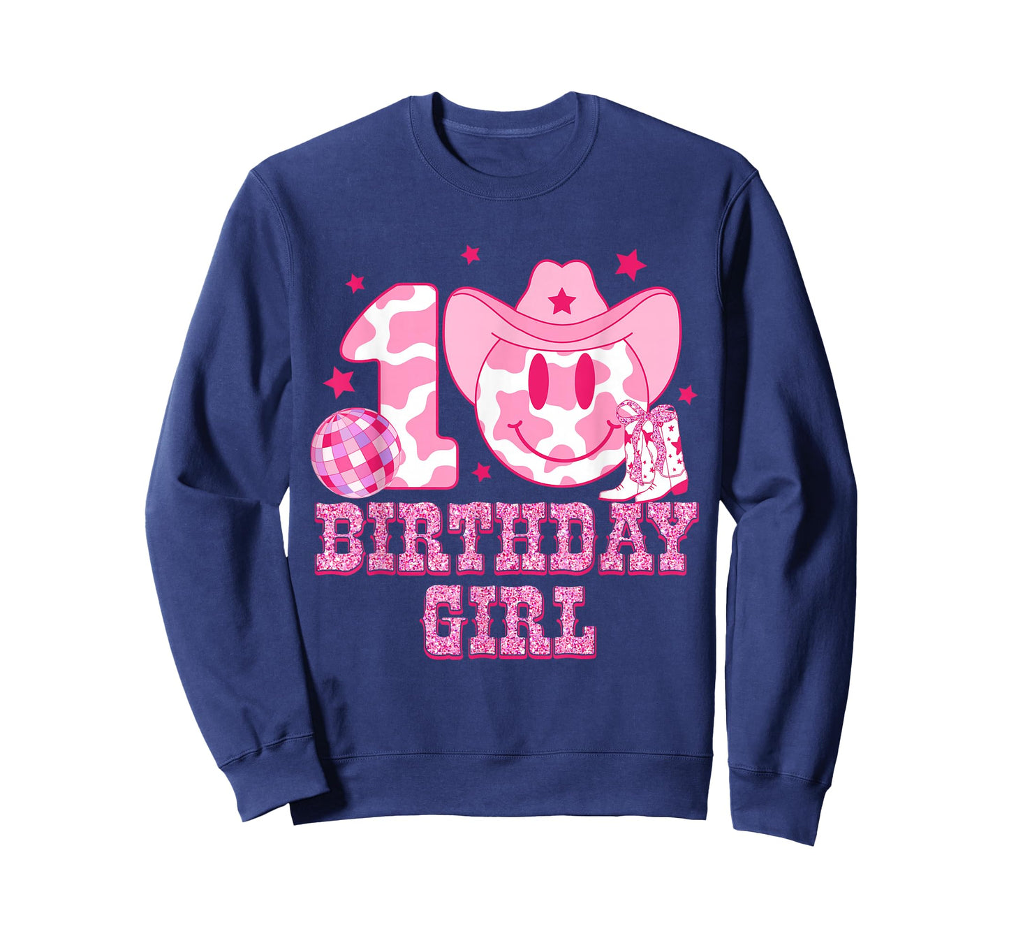 10th Birthday Girls 10 Year Old Cowgirl Western Disco Ball T-Shirt