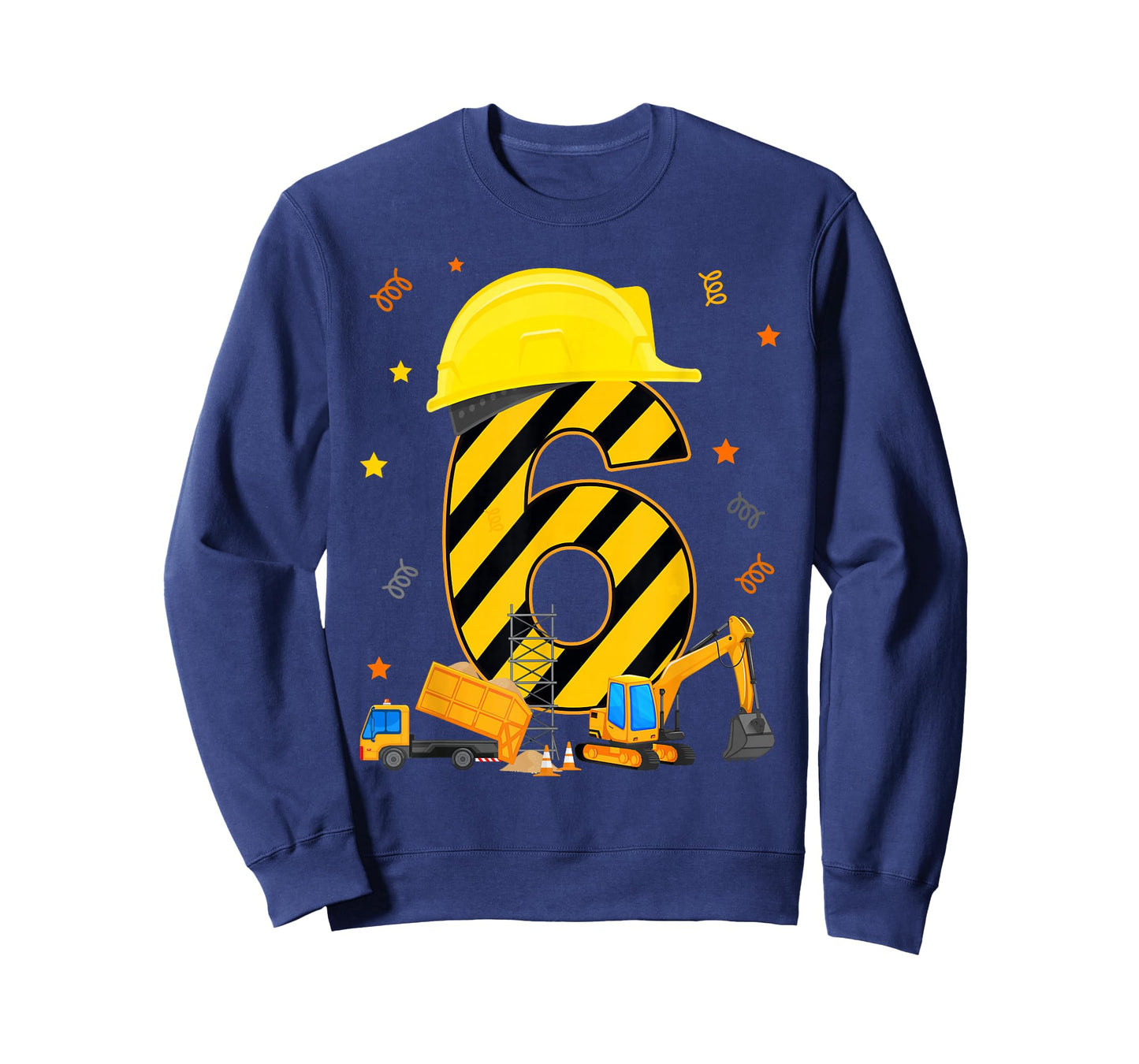 Six 6 Year Old 6th Birthday Construction Vehicles 6yr T-Shirt