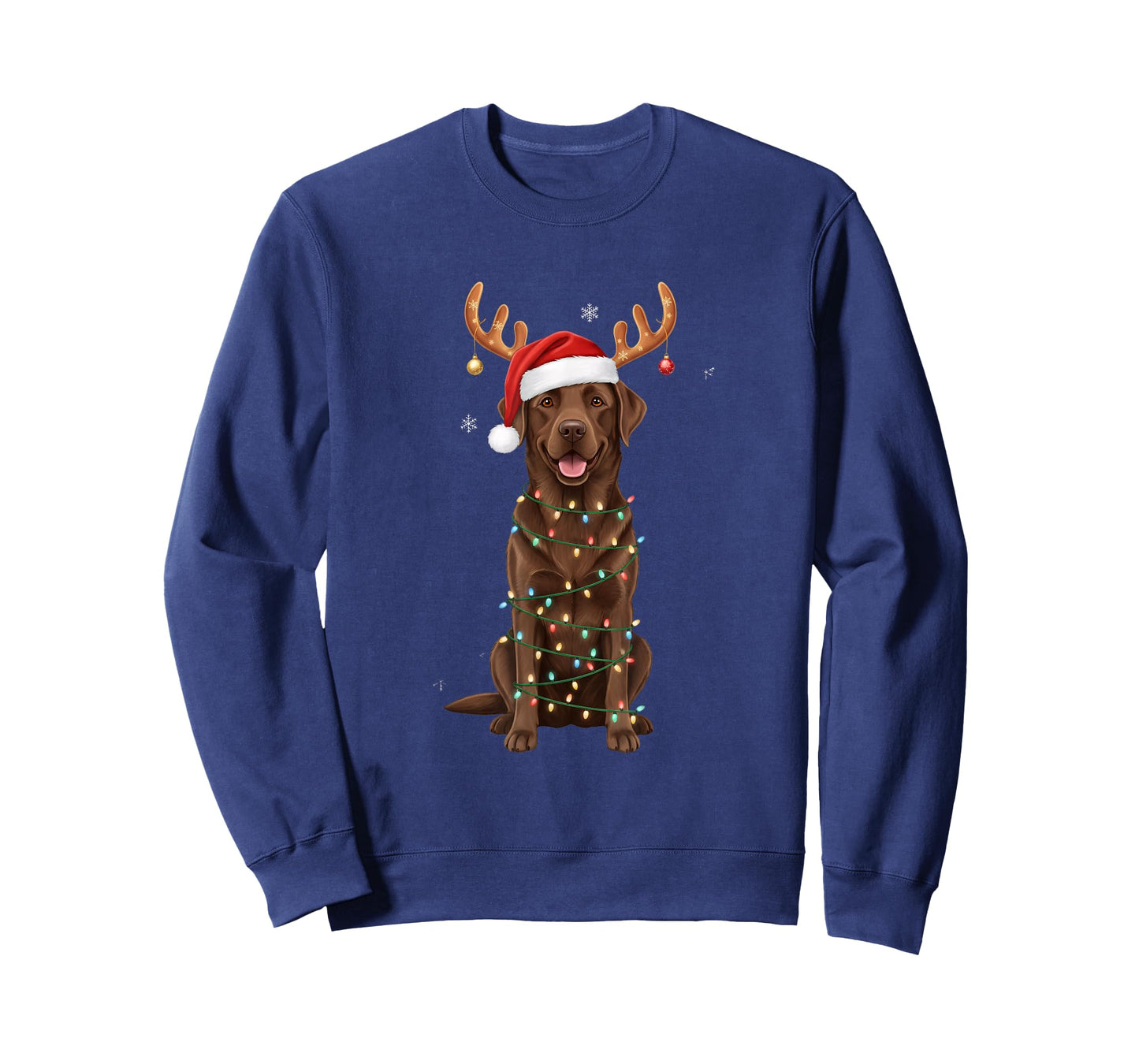 Christmas Chocolate Labrador in Santa Hat with Lights Reinde T-Shirt