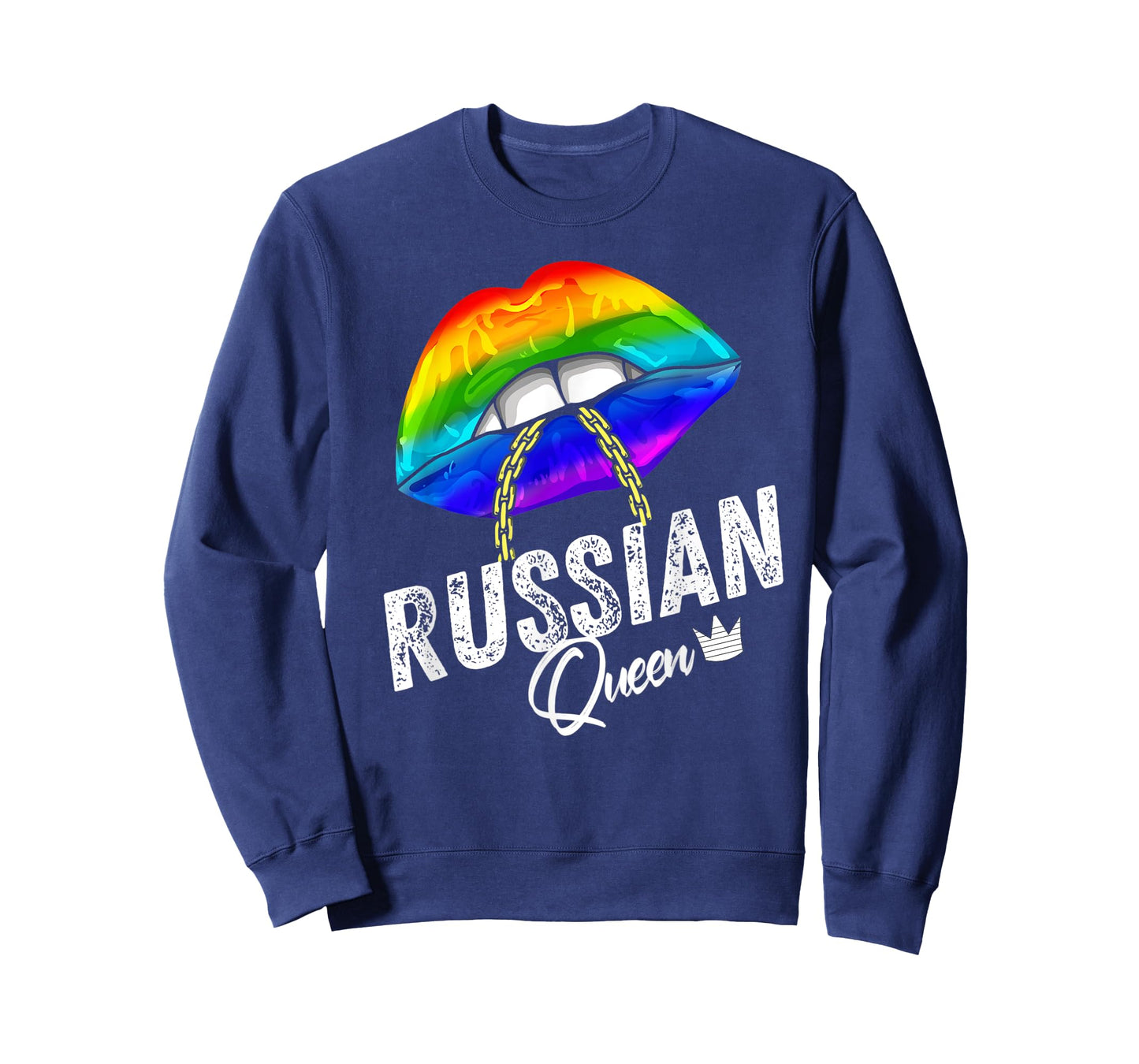 Russian Queen LGBTQ Gay Pride Flag Lips Rainbow Russia Mens T-Shirt