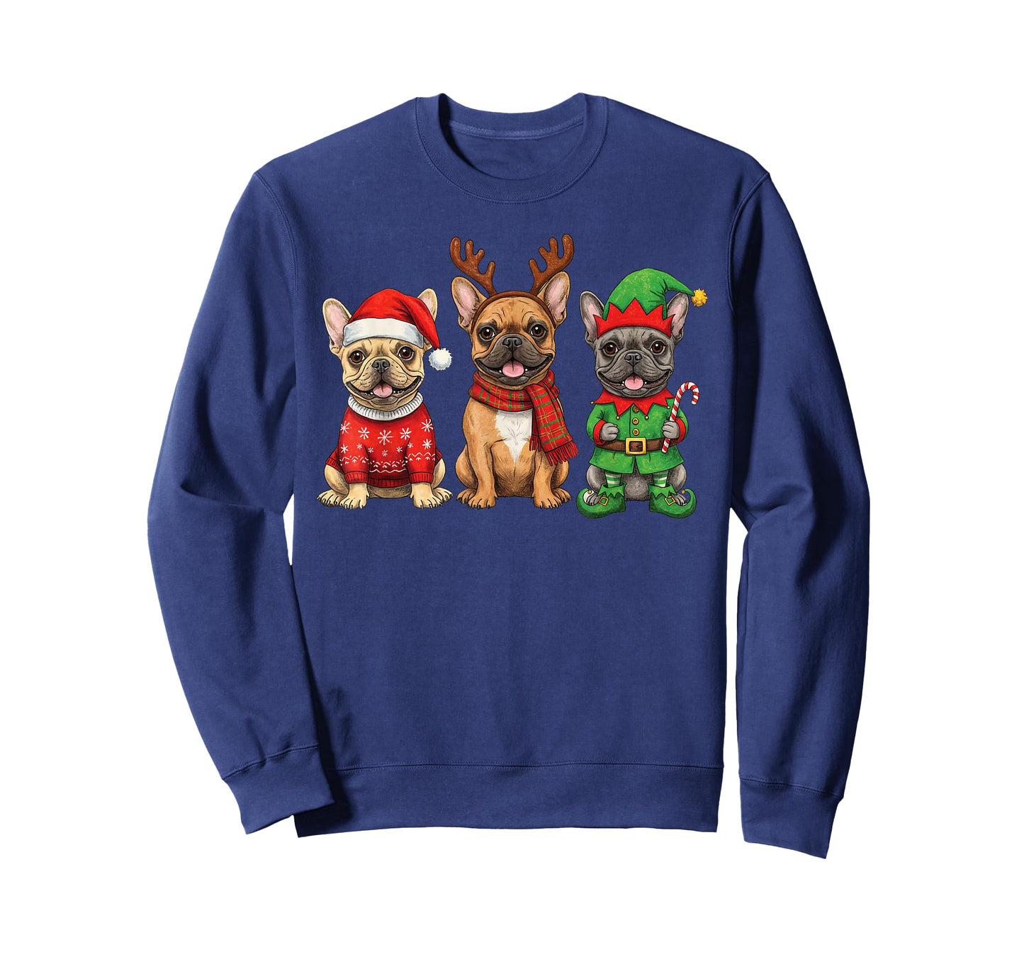 French Bulldog Christmas Lights Reindeer Santa Dog Lovers T-Shirt