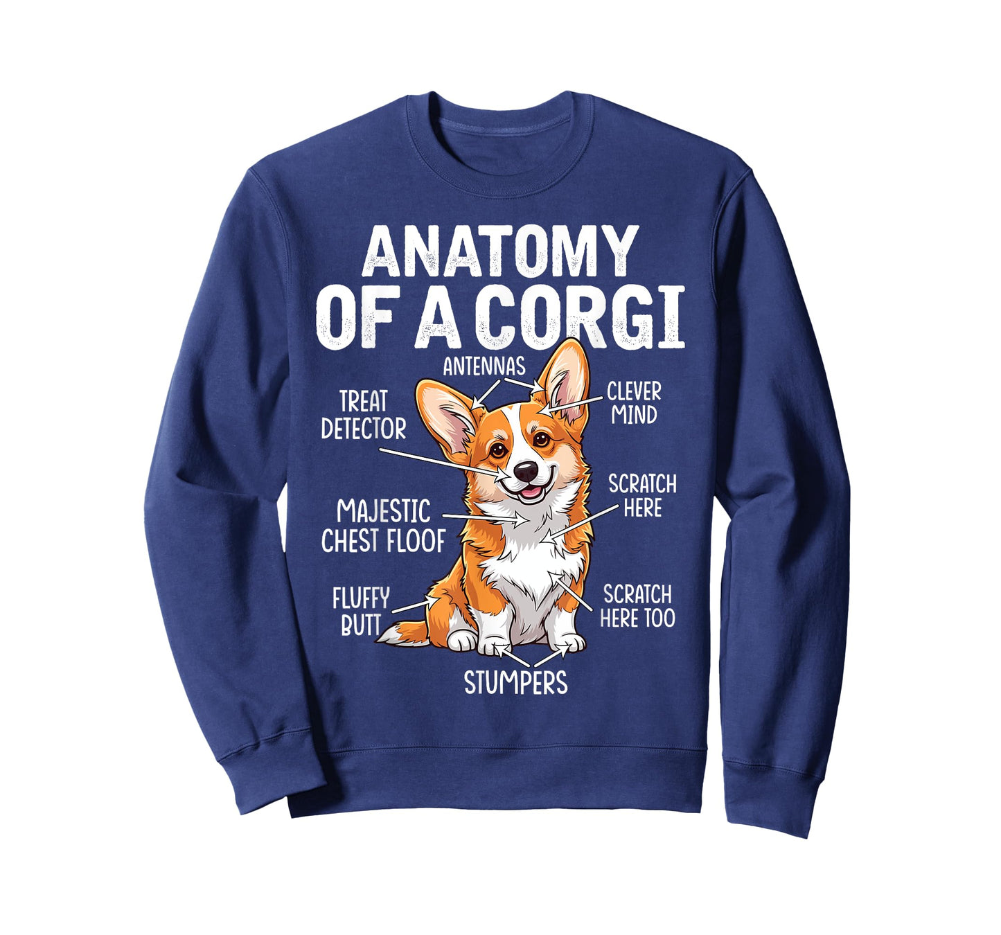 Anatomy of a Corgi Funny Dog Diagram Humor Cute Dog Parts T-Shirt