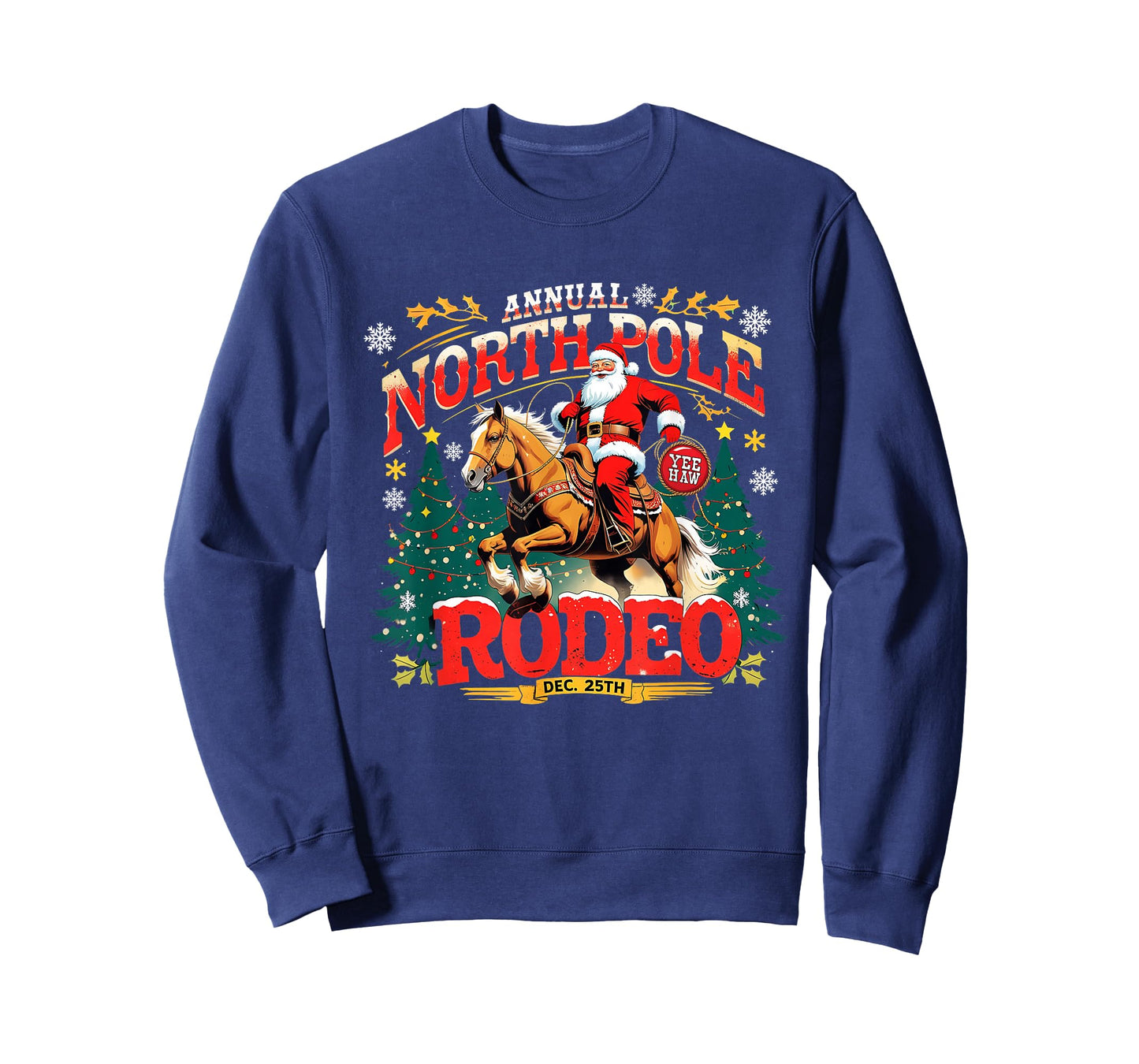 Annual North Pole Rodeo Christmas Cowboy Design T-Shirt