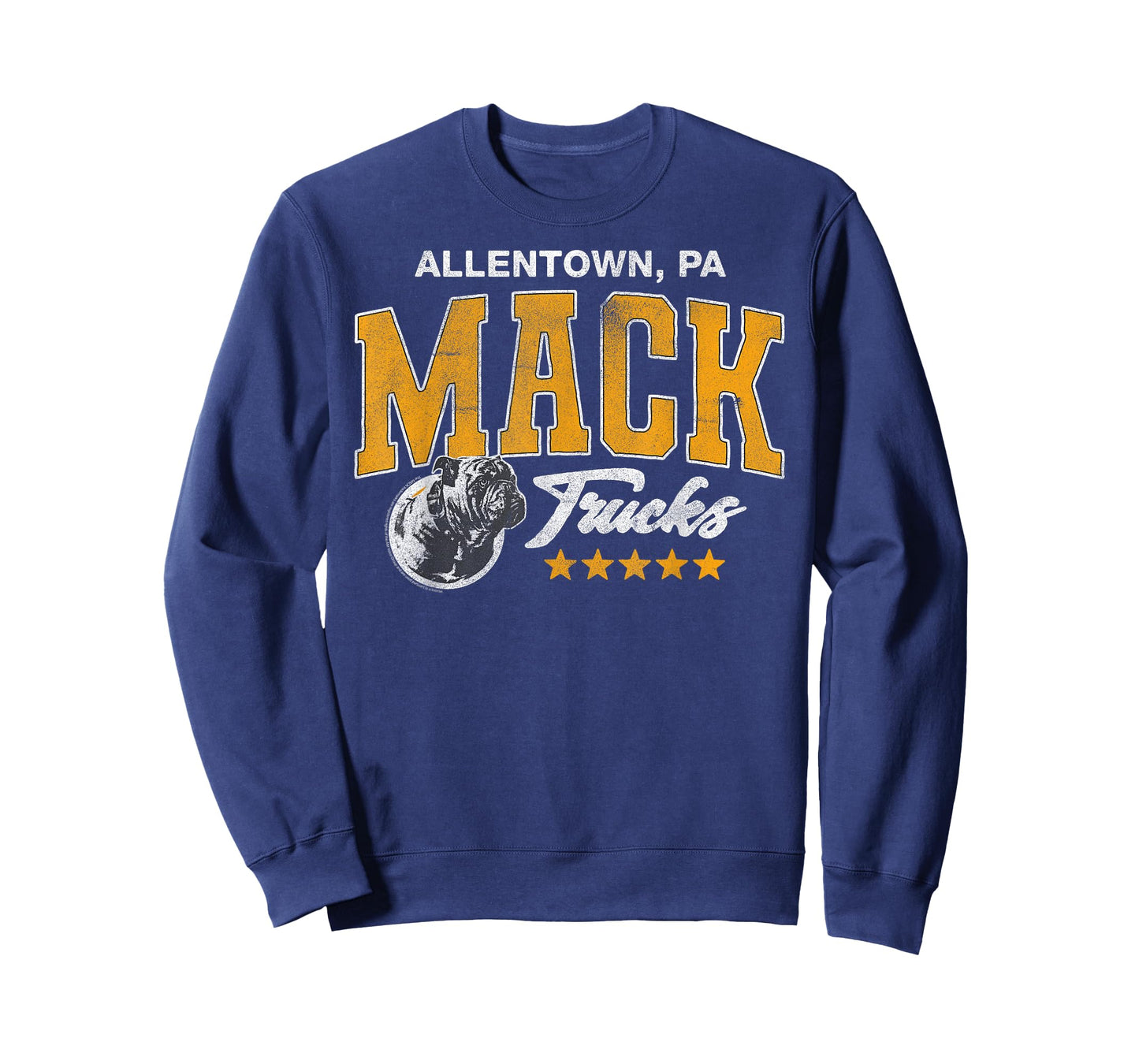 Mack Trucks Yellow and White Vintage Bulldog Logo Trucker T-Shirt