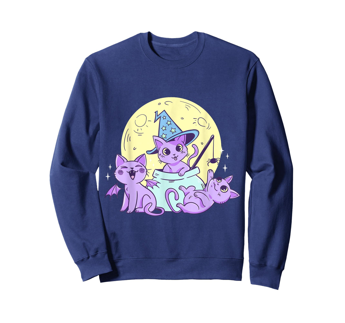 Creepy Pastel Goth Soft Goth emo Evil Cats with Moon T-Shirt