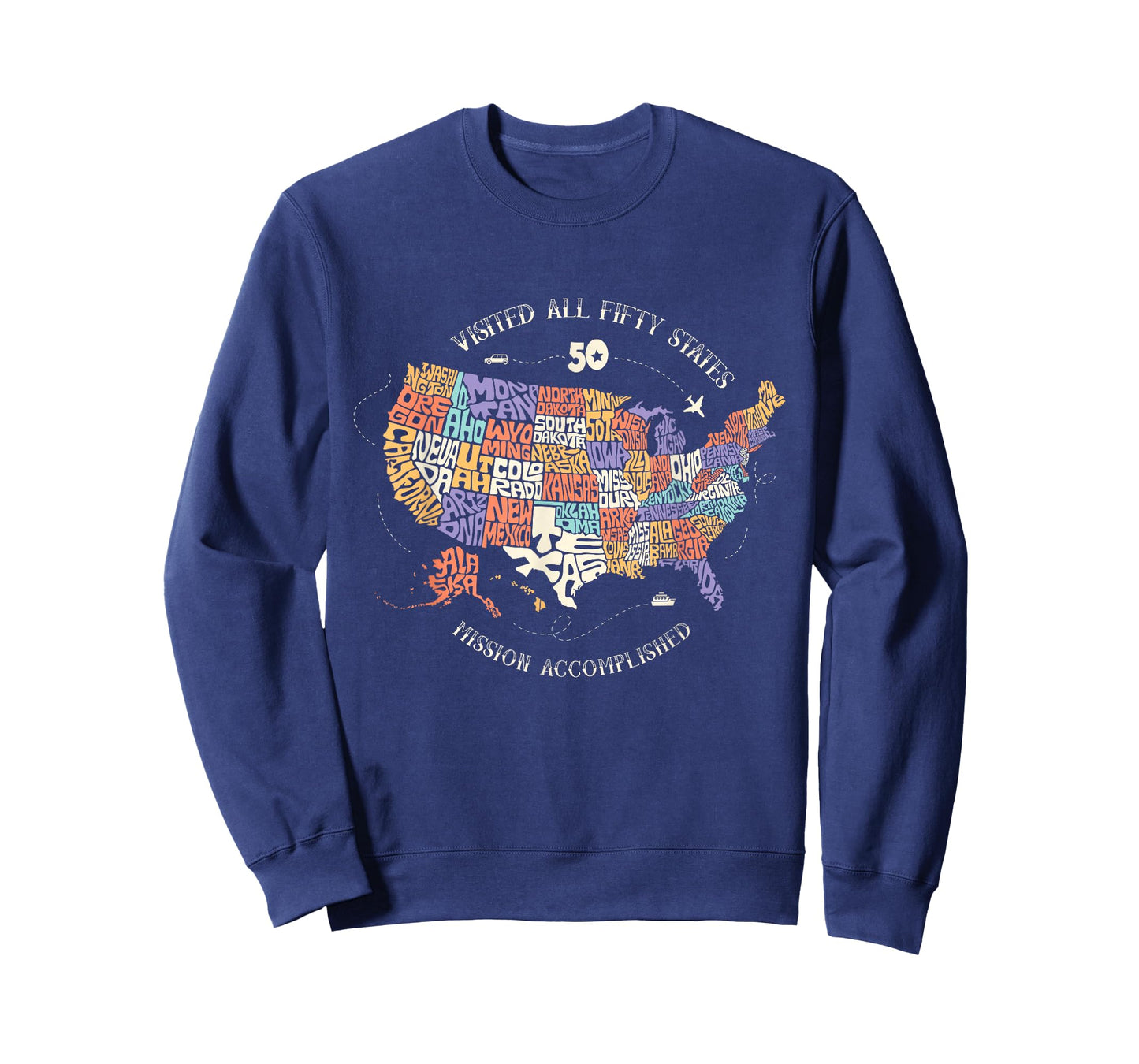 Visited All Fifty States USA all 50 states map T-Shirt