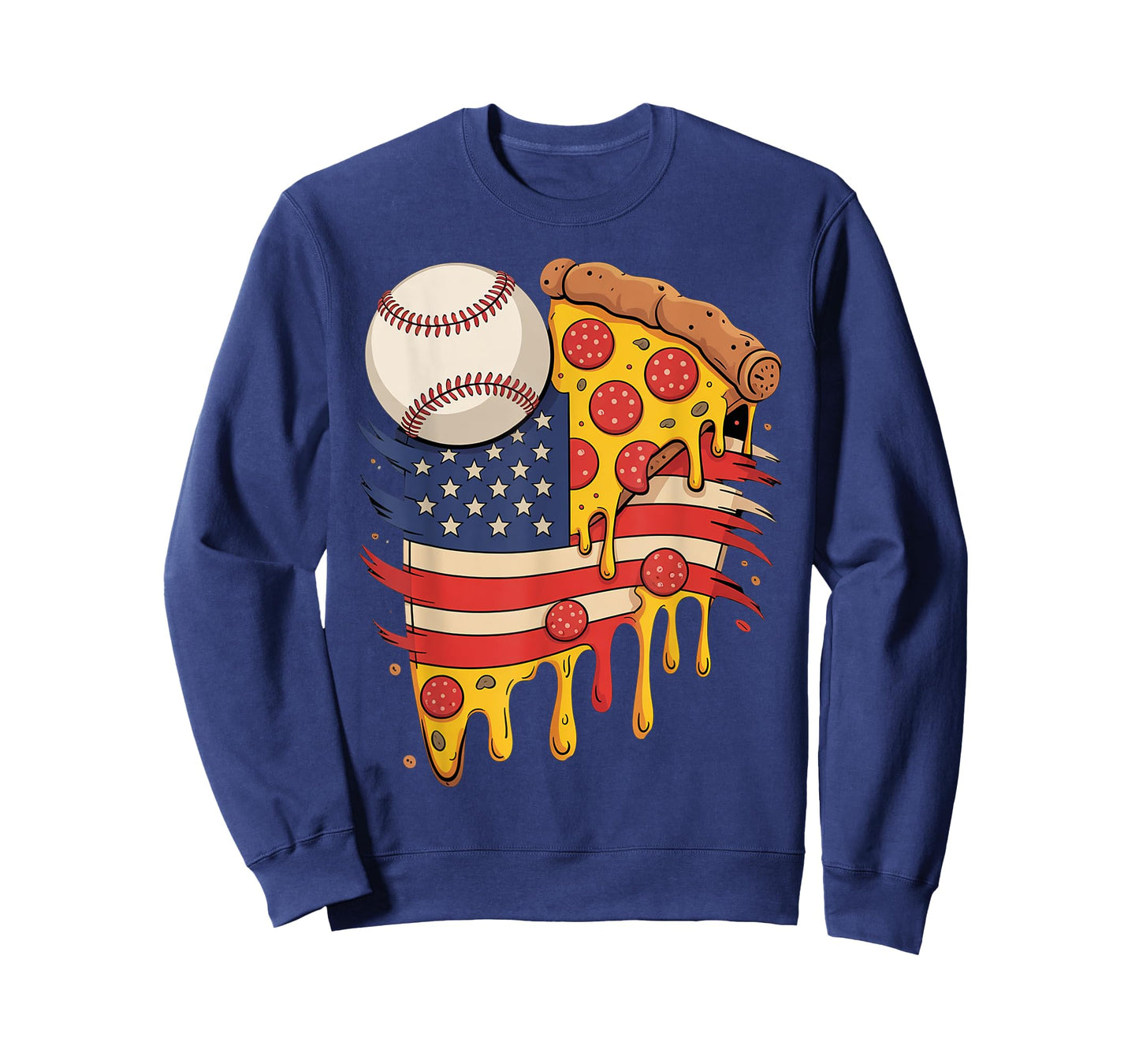Baseball Drip American Flag Pizza slices dripping cheesy T-Shirt