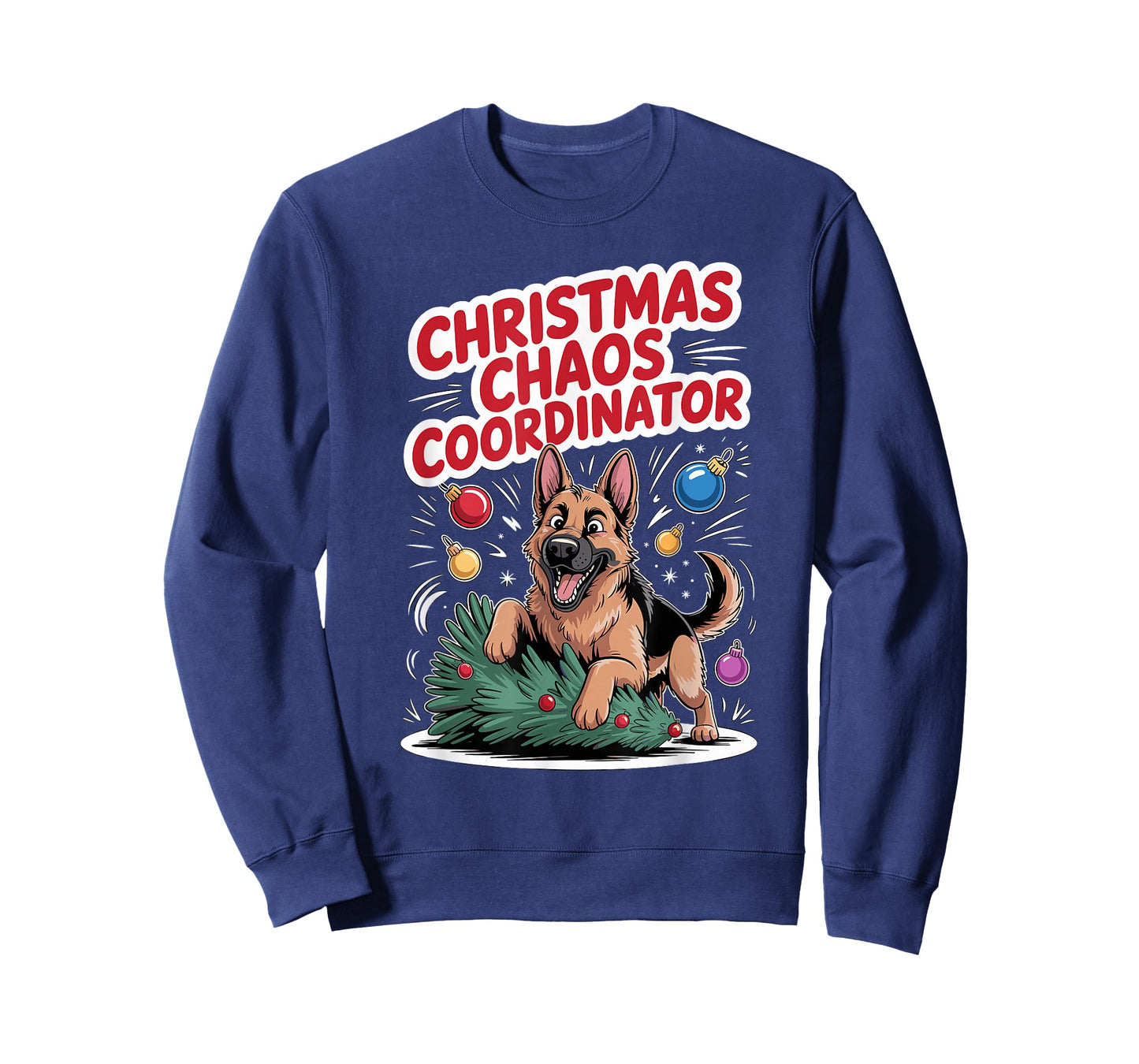 Christmas Chaos Coordinator Xmas Puppy Funny German Shepherd T-Shirt