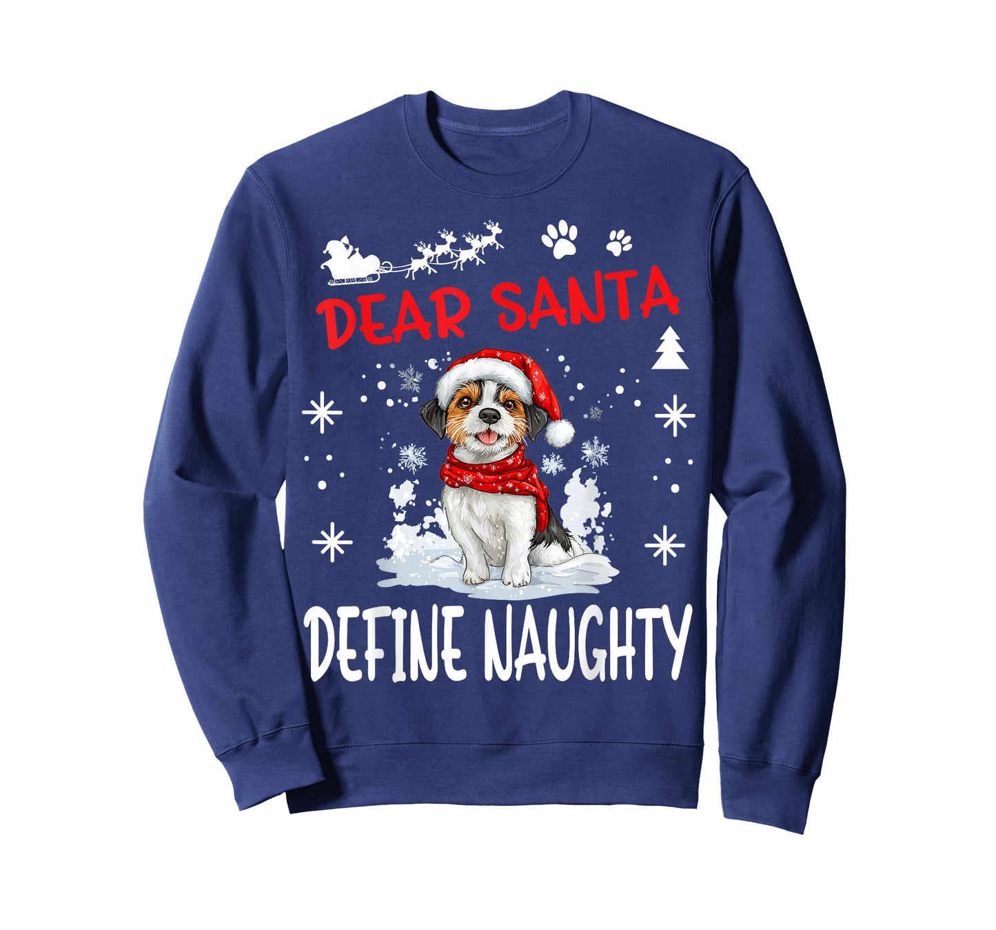 Cute Russell Terrier Dog Christmas Dear Santa Define Naughty T-Shirt