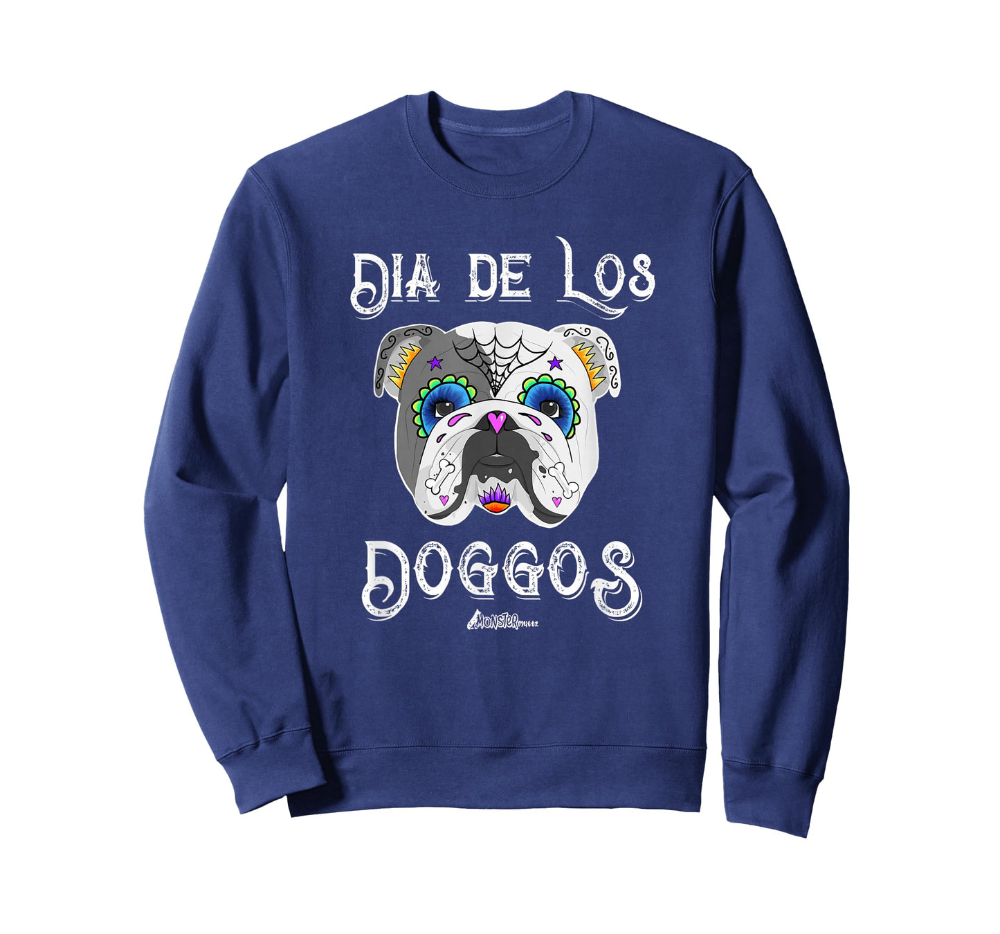 Day of the English Bulldog of the Dead Sugar Skull T-Shirt