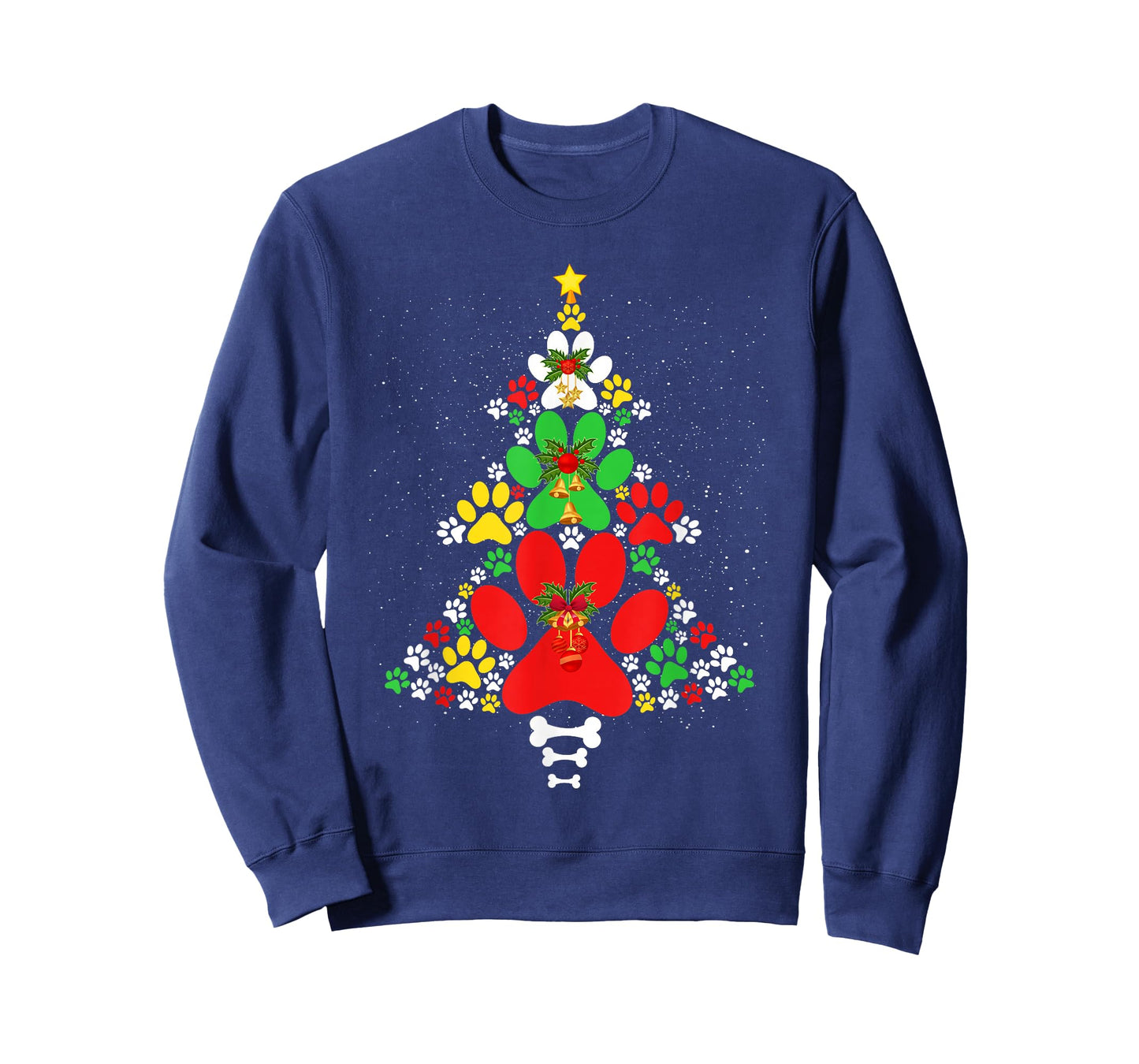 Cute Dog Paws Print Christmas Tree Shirt Dog Lover T-Shirt