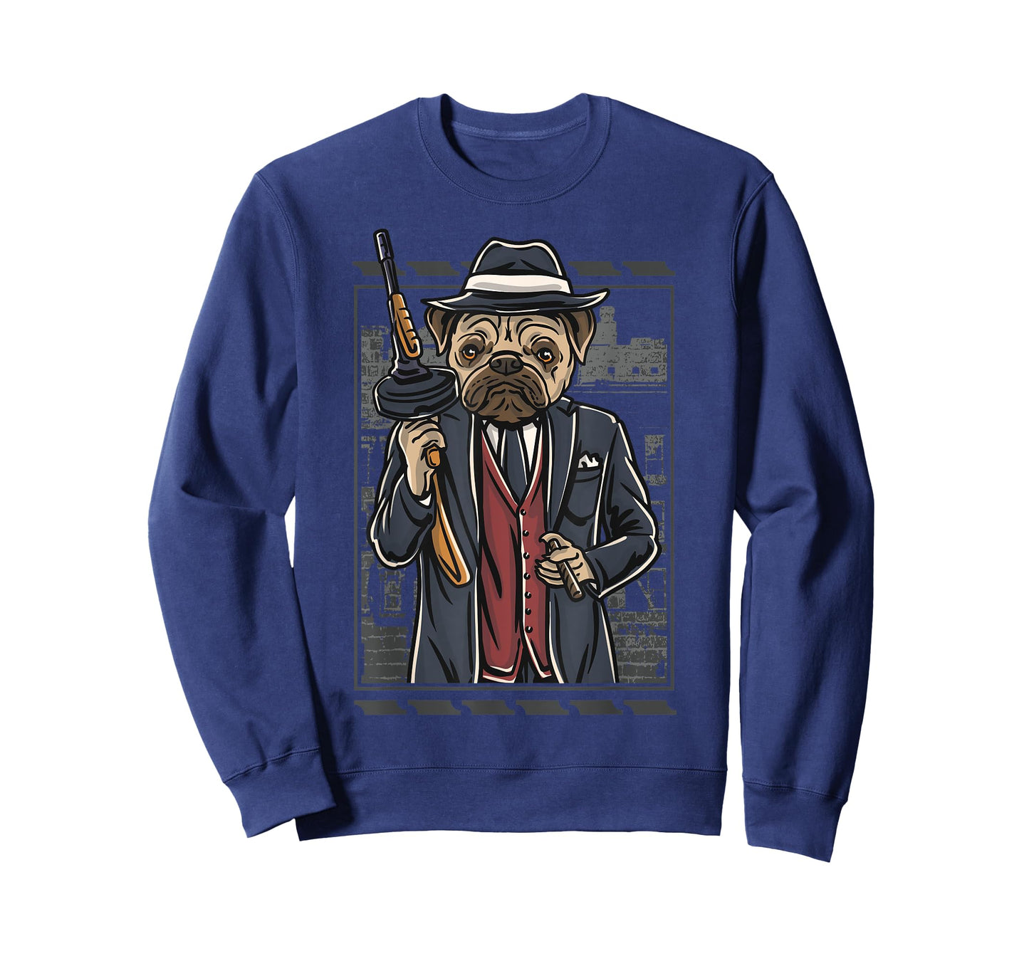 Funny mean looking Bad Pug Dog with Gun & cigar from 1920's T-Shirt for Men Women