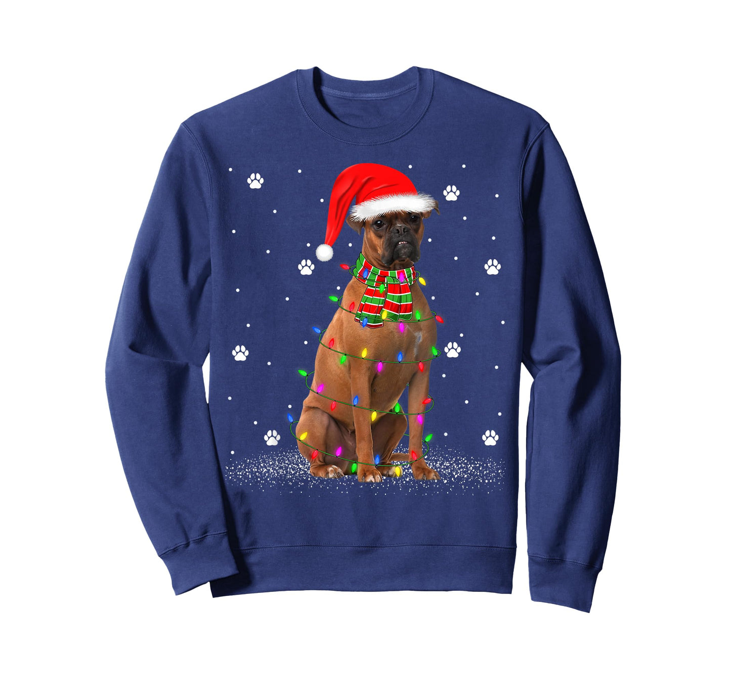 Boxer Dog Christmas Lights Holiday Santa Funny Boxer Xmas T-Shirt