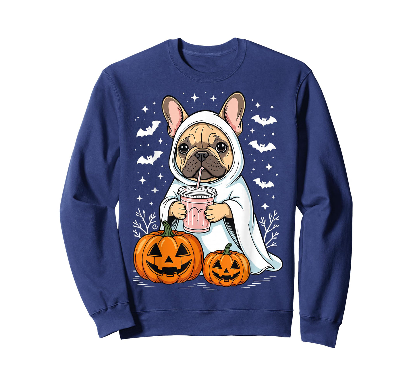 Cute Bulldog Ghost Halloween Pumpkin French Bulldog T-Shirt