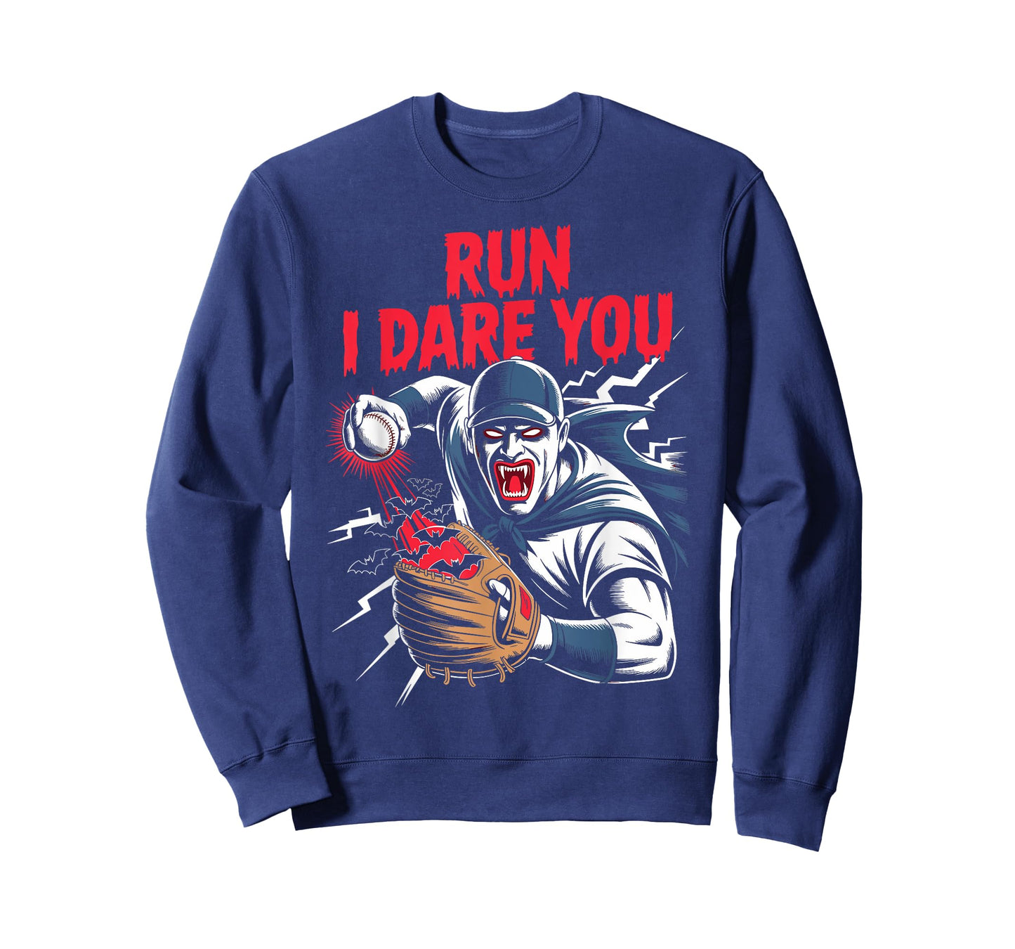 Run I Dare You Scary Vampire Baseball Catcher Horror Meme T-Shirt