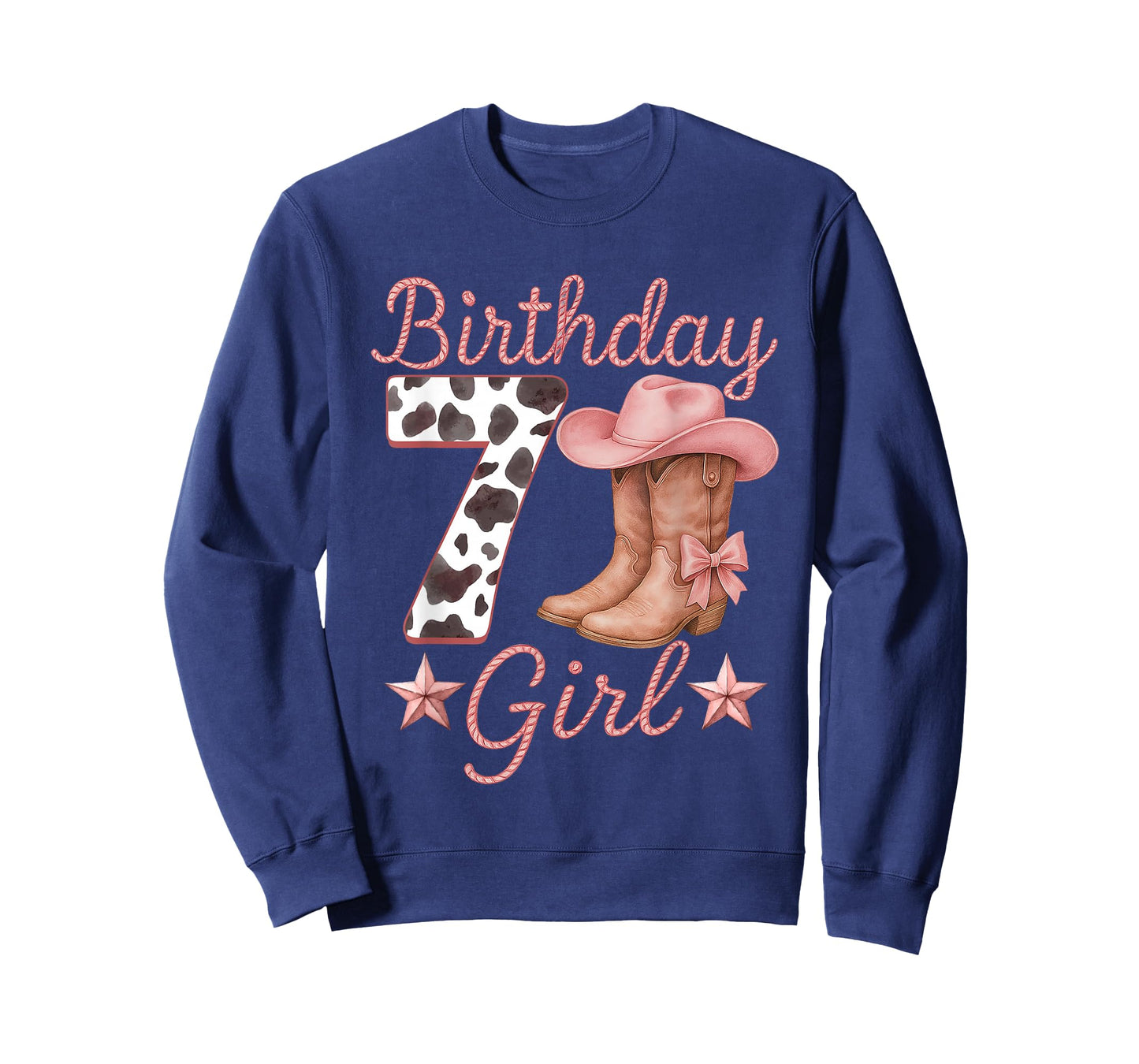 7th Birthday Girl Cowgirl Boots Hat Cow Western Rodeo Outfit T-Shirt