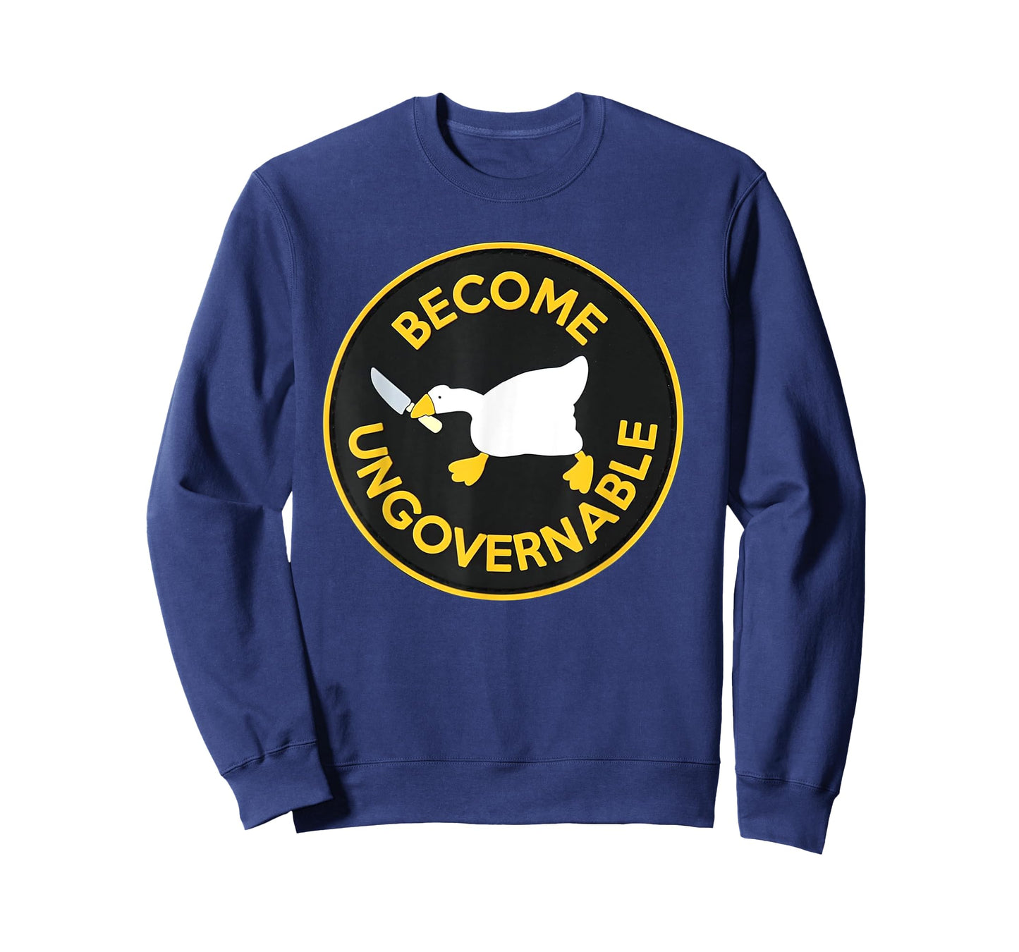 Cute Funny Become Ungovernable Geese Patch Style Design T-Shirt