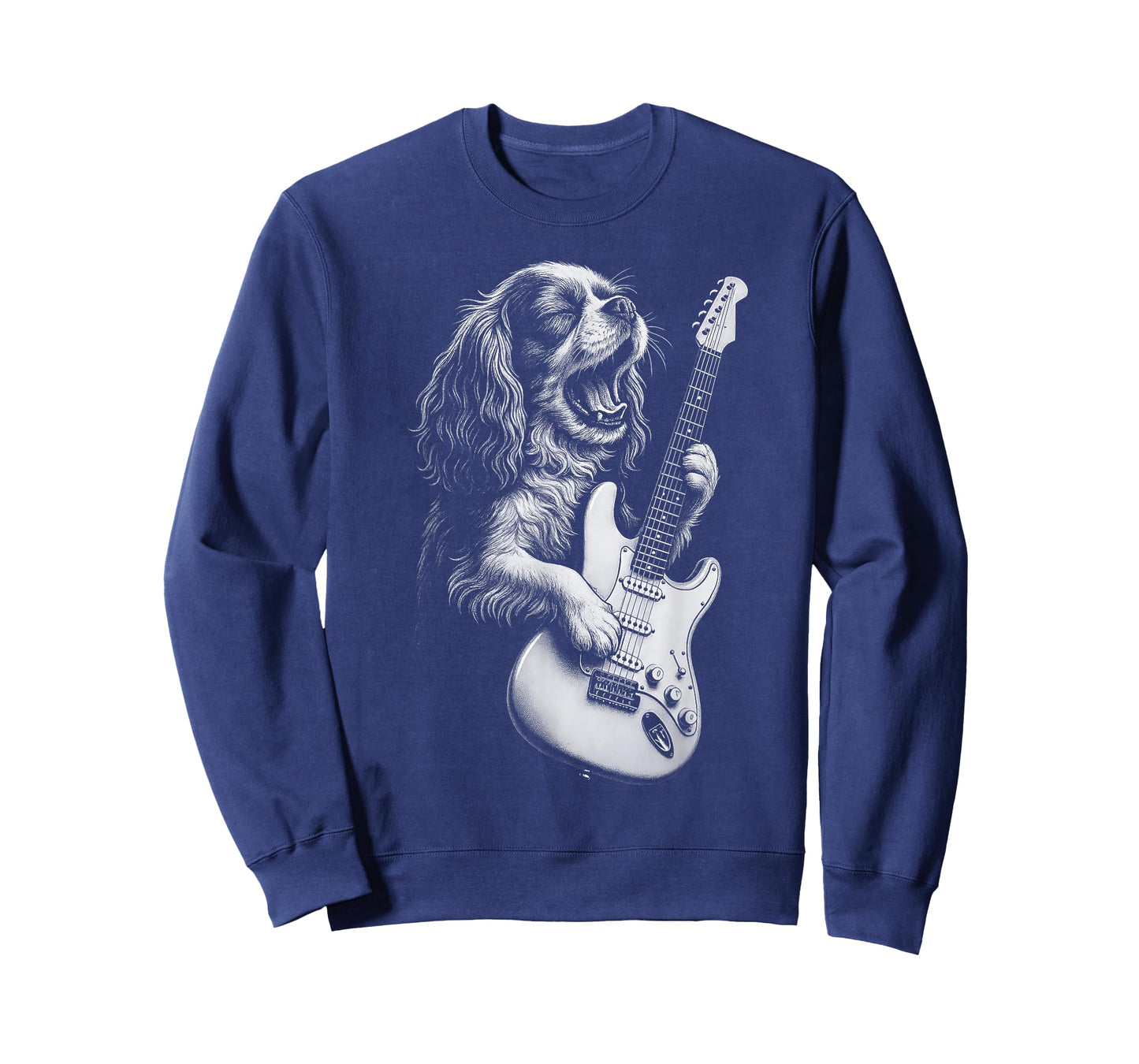 Cavalier King Charles Spaniel Playing Guitar Rock Music Dog T-Shirt for Men Women Kids