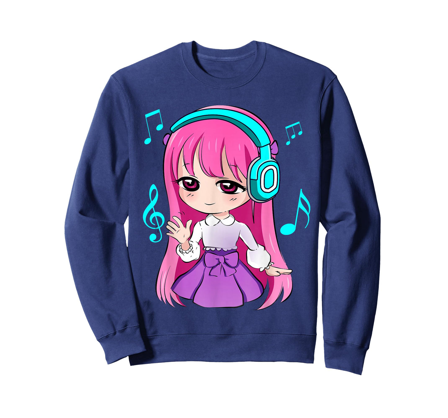 Anime and Music Girl for Teen Chibi Graphic Anime Girl T-Shirt