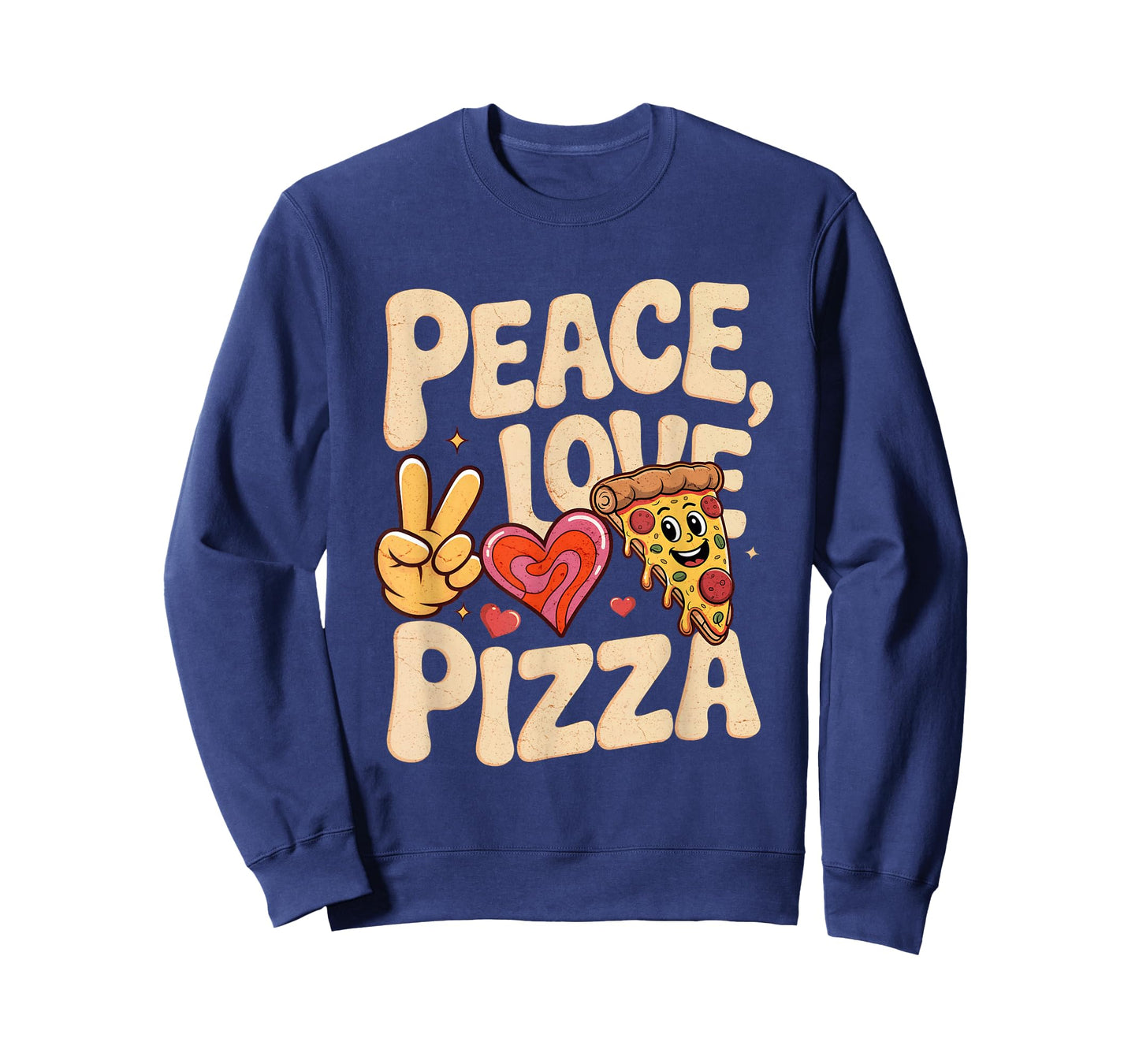 Peace Love Pizza Fun Retro Fast Food Lovers Meme Pizza Face T-Shirt
